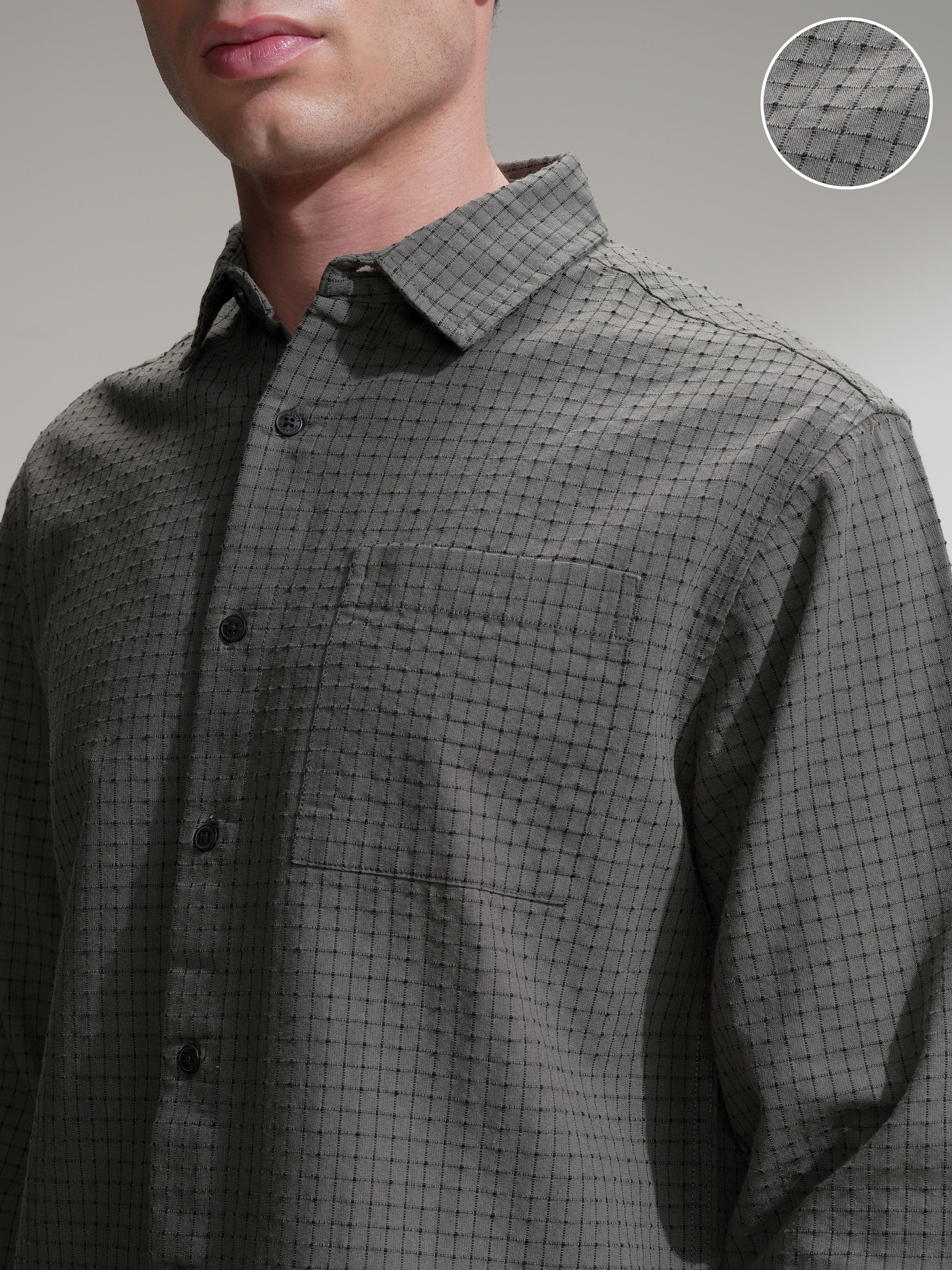 Highlander Men Olive Checked Relaxed Fit Casual Shirt - Olive - Image 5