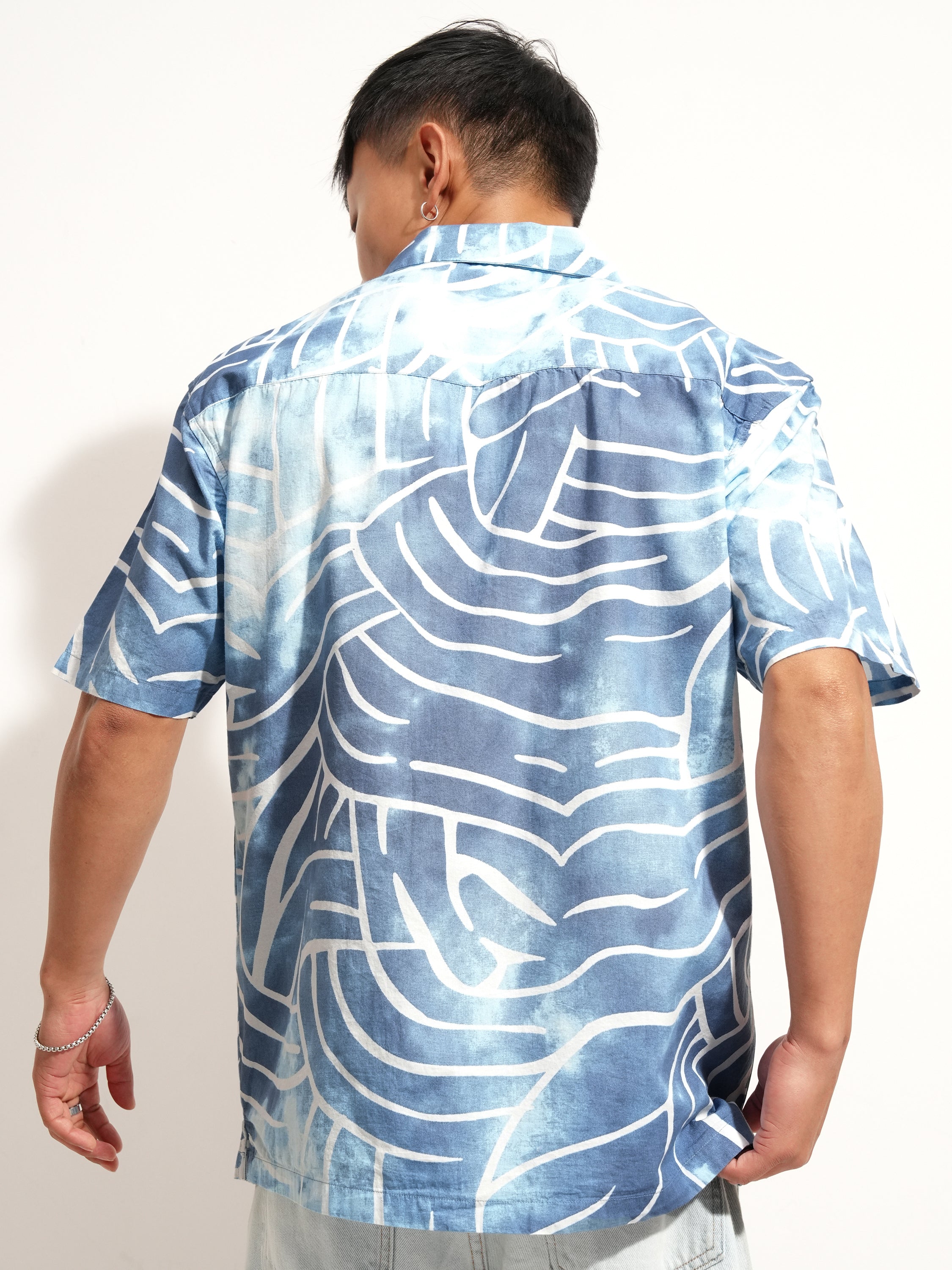 Highlander Men Blue Printed Relaxed Fit Casual Shirt - Blue - Image 3