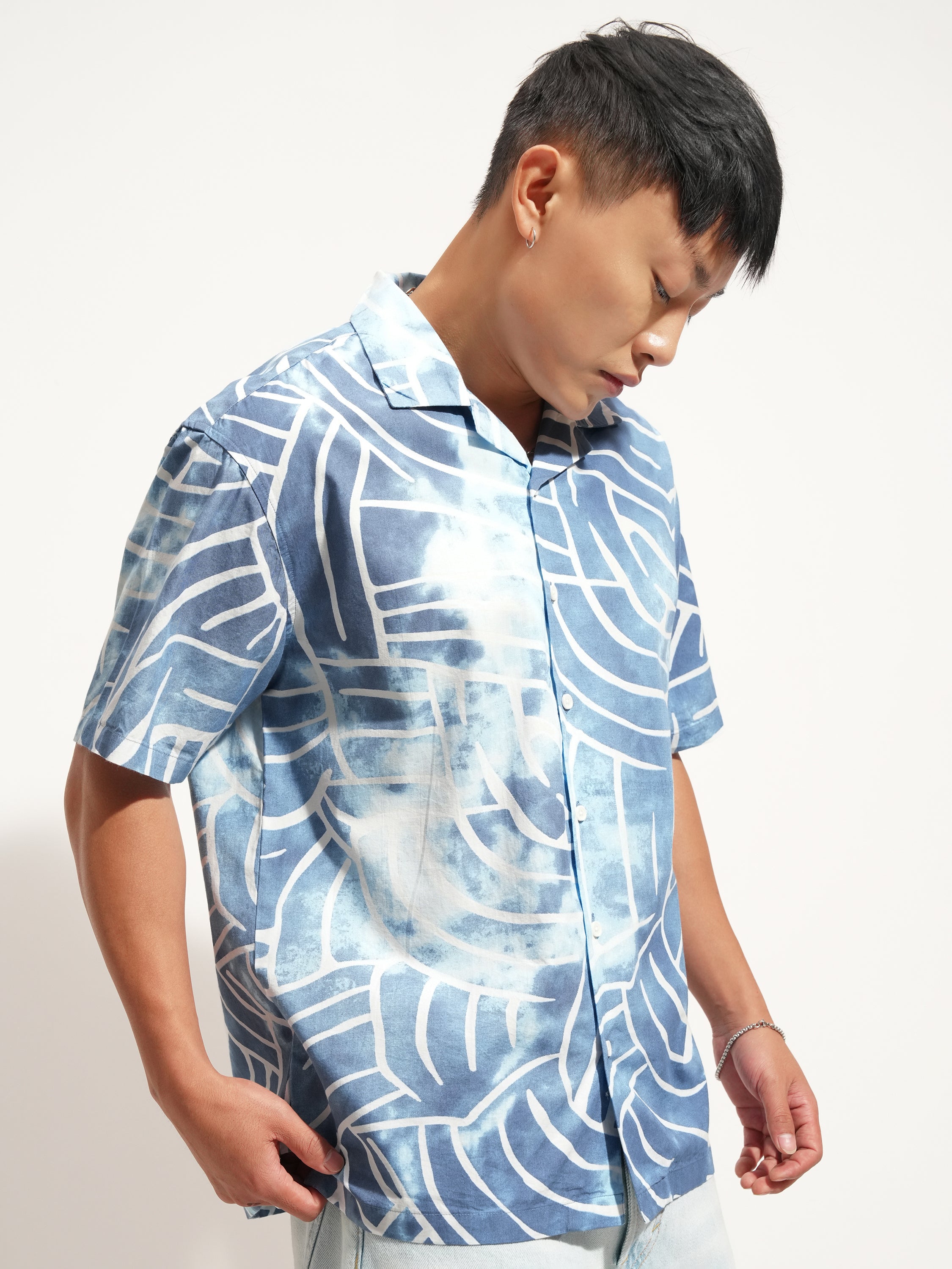 Highlander Men Blue Printed Relaxed Fit Casual Shirt - Blue - Image 6