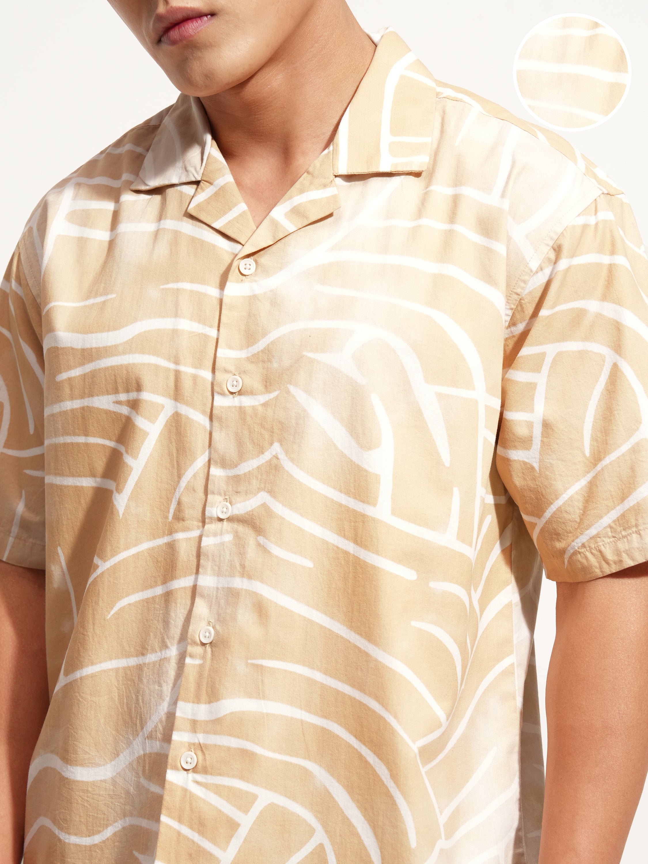 Highlander Men Beige Printed Relaxed Fit Casual Shirt - Beige - Image 5