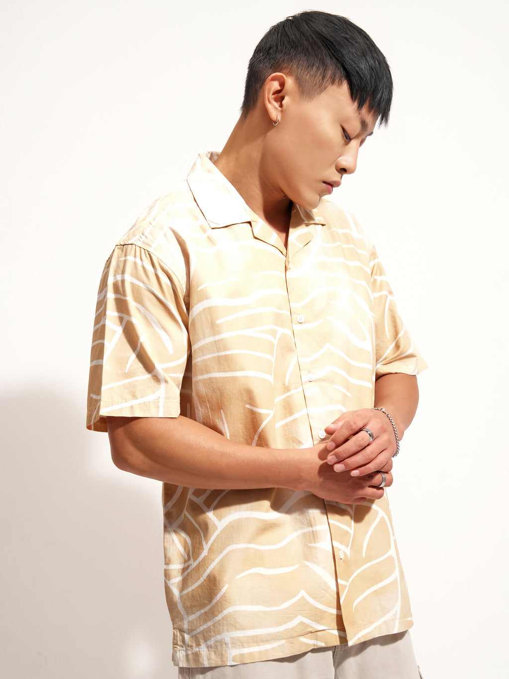 Highlander Men Beige Printed Relaxed Fit Casual Shirt - Beige - Image 6