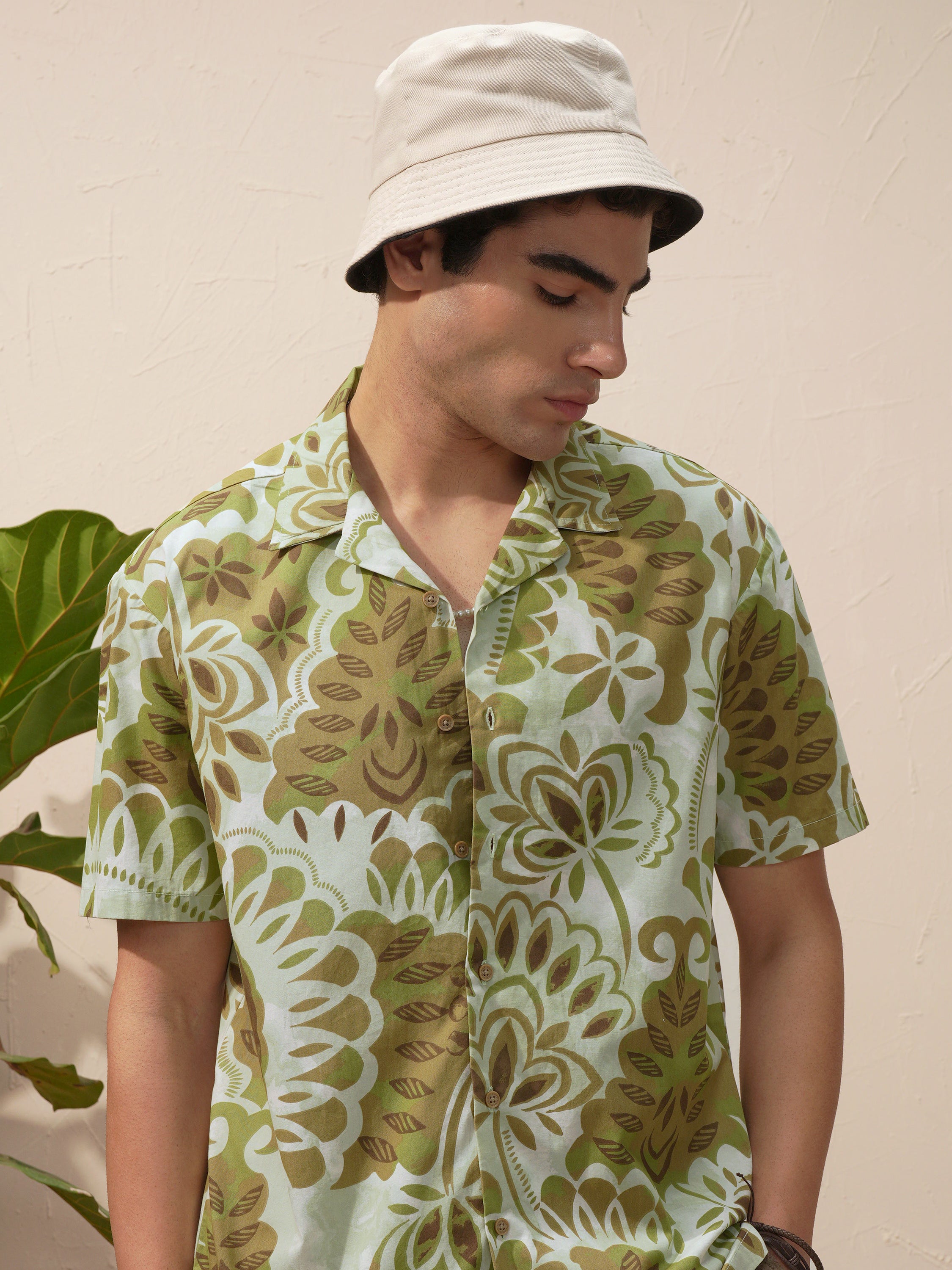 Highlander Men Olive Printed Relaxed Fit Casual Shirt - Olive - Image 1