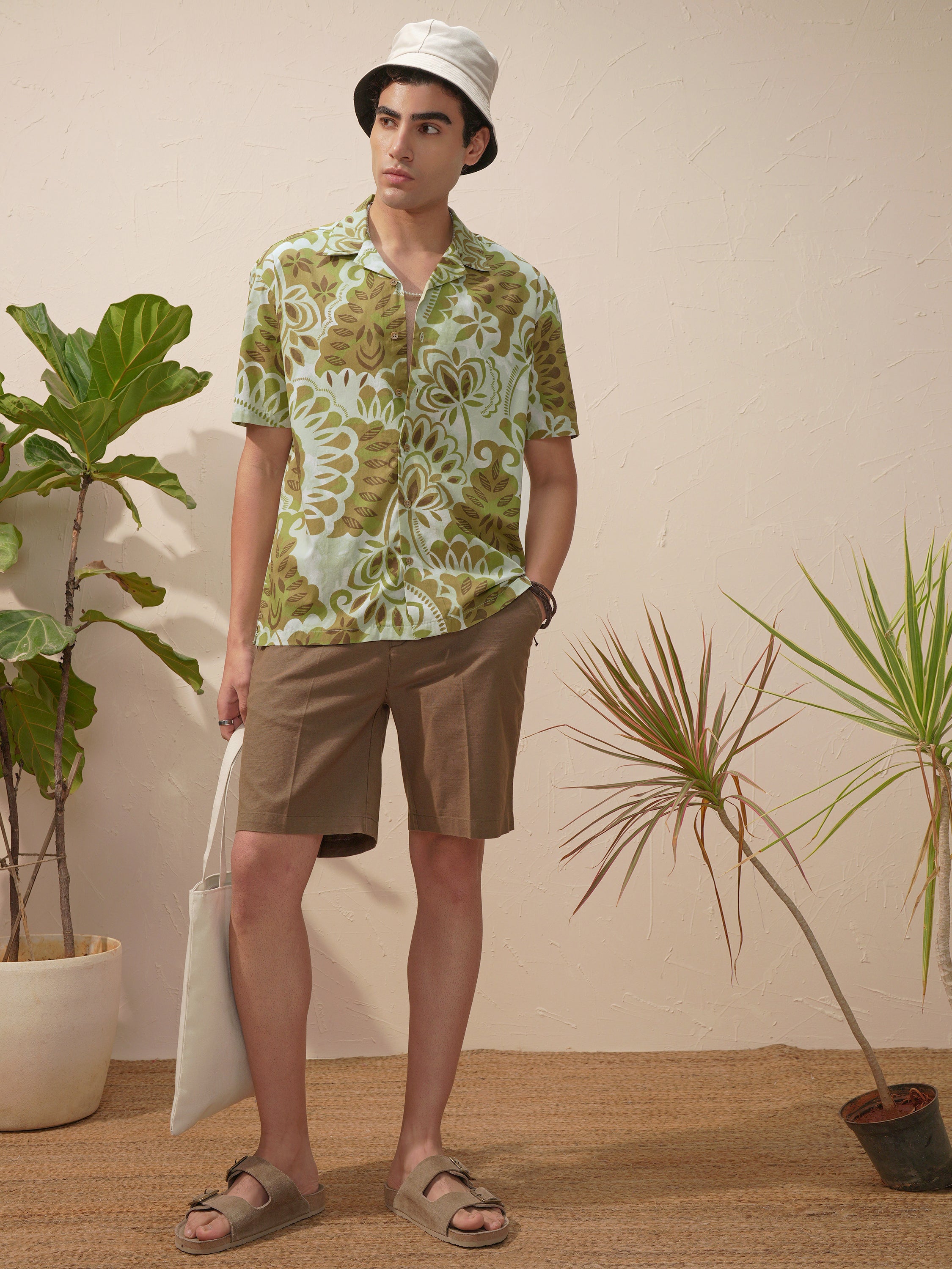 Highlander Men Olive Printed Relaxed Fit Casual Shirt - Olive - Image 2