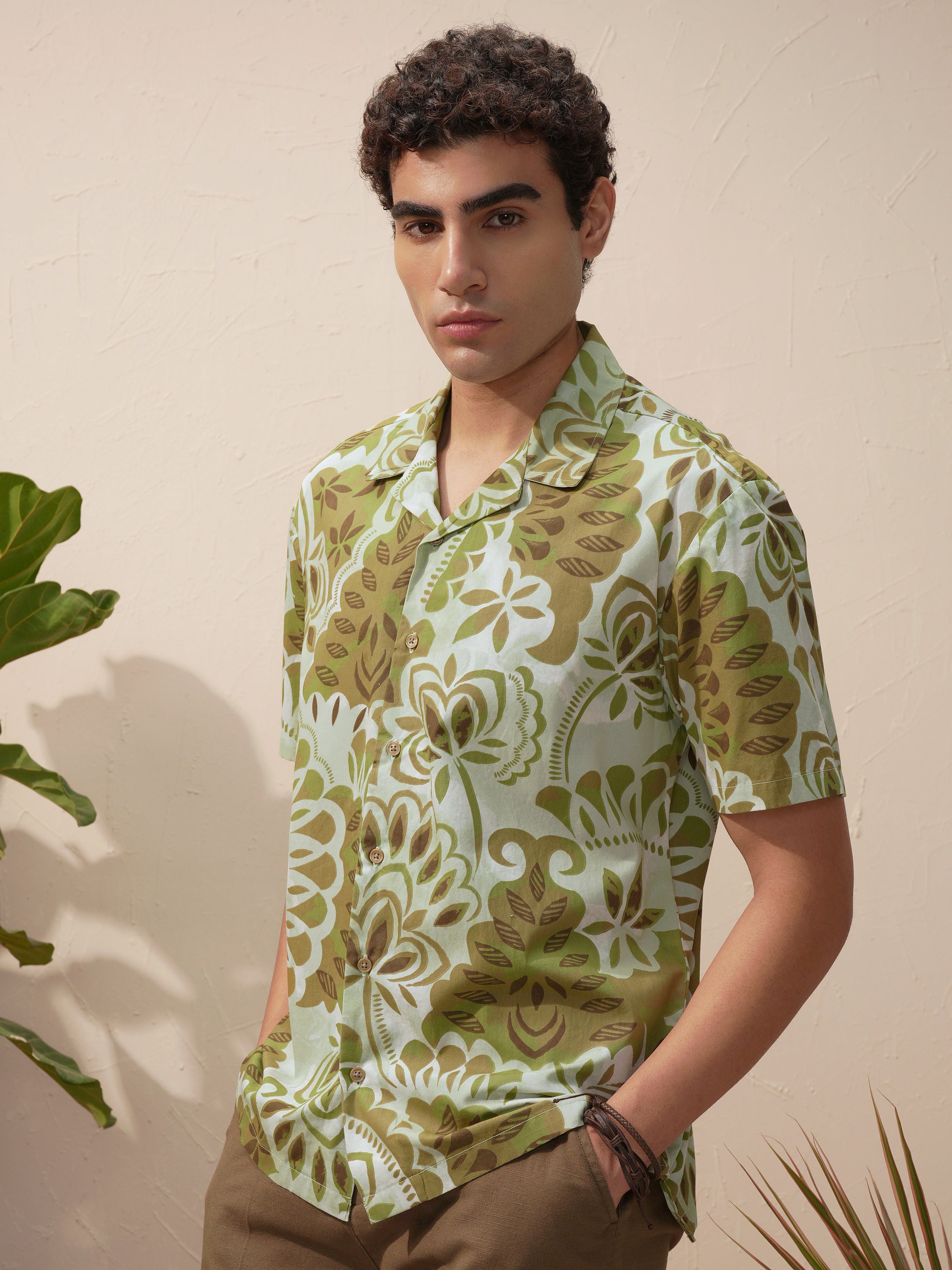 Highlander Men Olive Printed Relaxed Fit Casual Shirt - Olive - Image 4