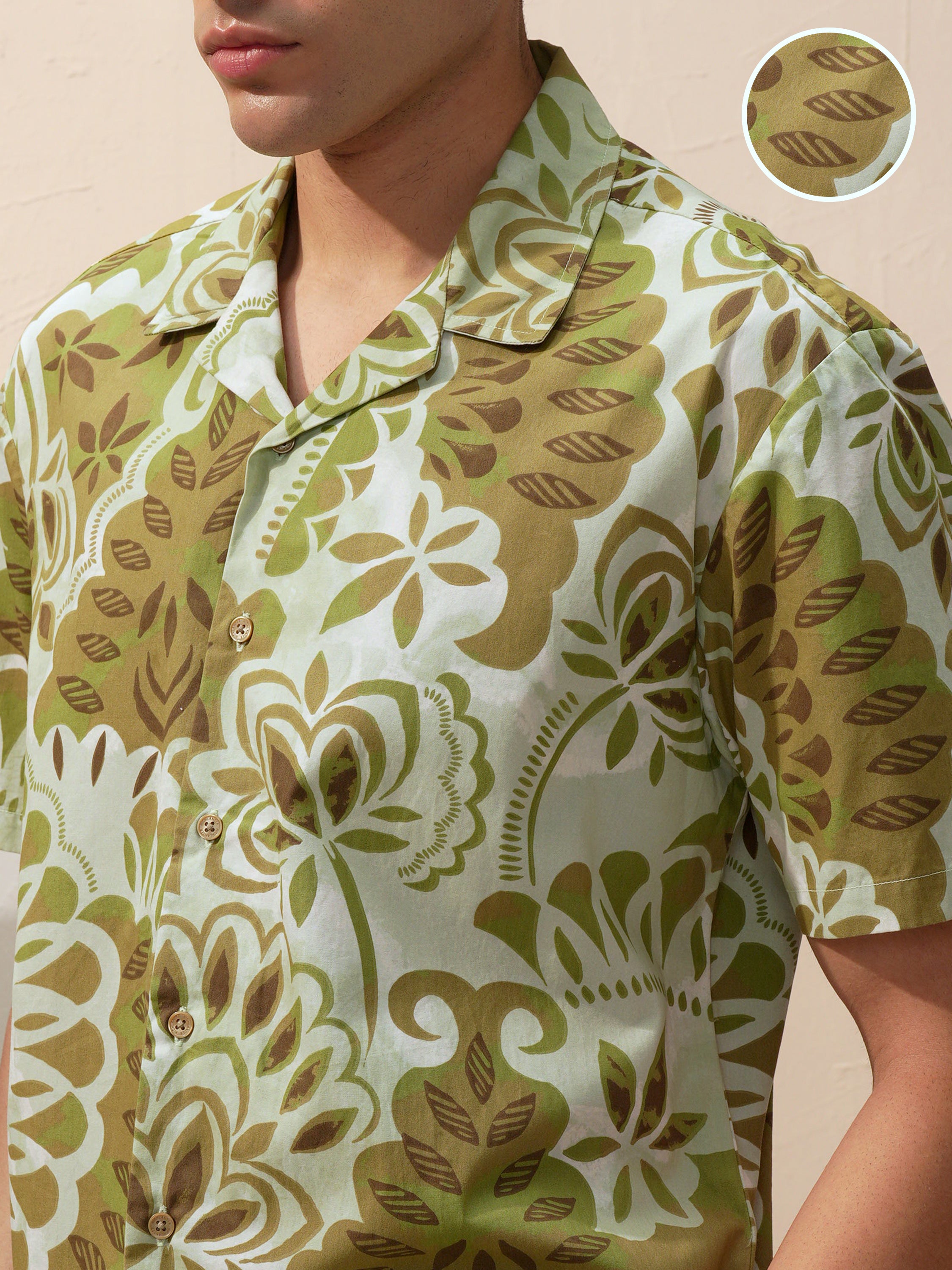 Highlander Men Olive Printed Relaxed Fit Casual Shirt - Olive - Image 5