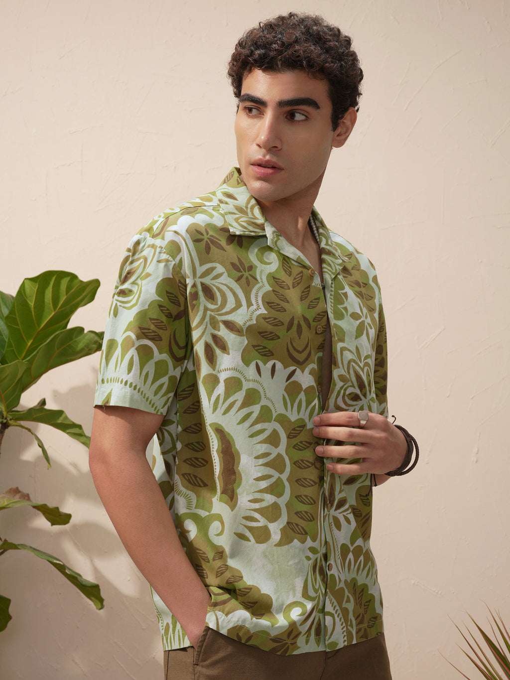Highlander Men Olive Printed Relaxed Fit Casual Shirt - Olive - Image 6