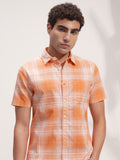 Highlander Men Orange Checked Slim Fit Casual Shirt - Orange - Image 1