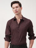 Highlander Men Brown Self Design Slim Fit Casual Shirt - Brown - Image 1