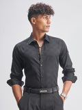 Highlander Men Black Self Design Slim Fit Casual Shirt - Black - Image 1