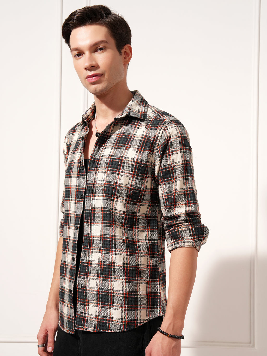Highlander Men Green Checked Slim Fit Casual Shirt - Green - Image 4