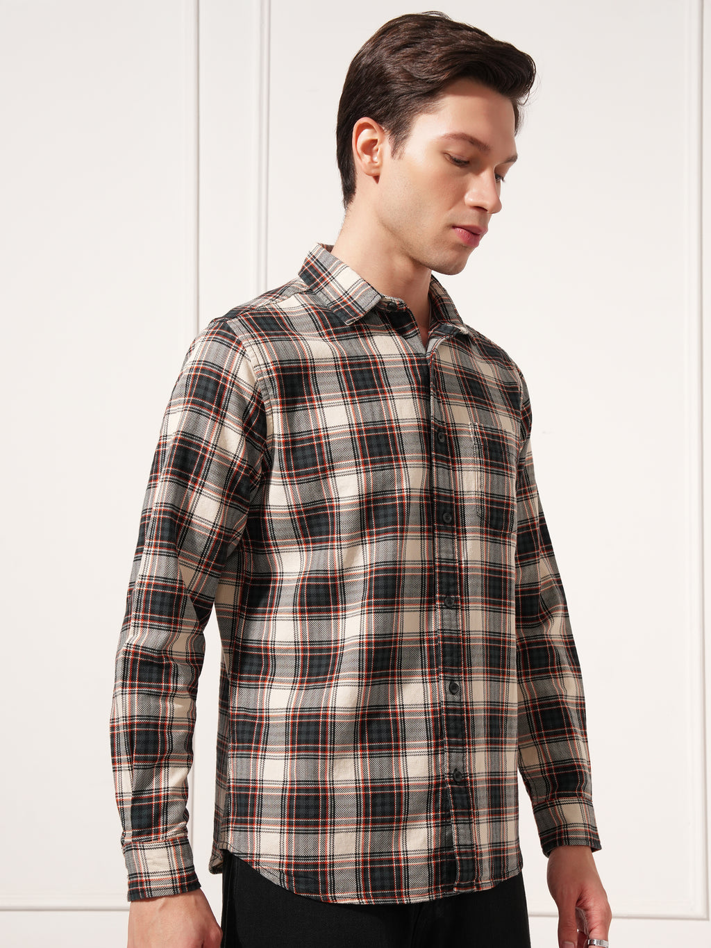 Highlander Men Green Checked Slim Fit Casual Shirt - Green - Image 6