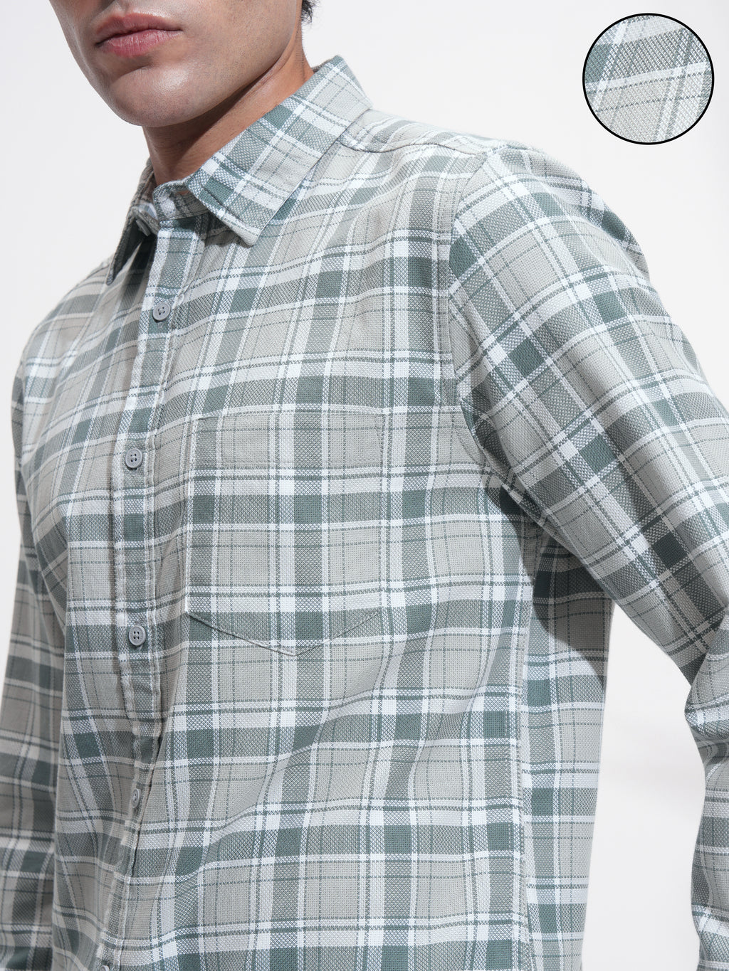 Highlander Men Grey Checked Slim Fit Casual Shirt - Grey - Image 5