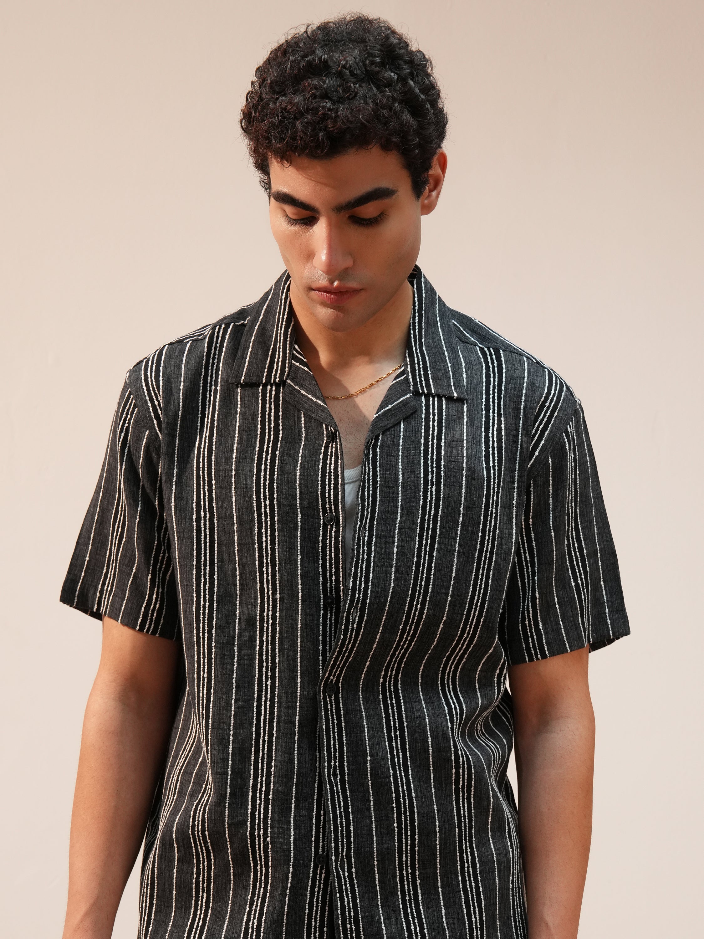 Highlander Men Grey Striped Relaxed Fit Casual Shirt - Grey - Image 1