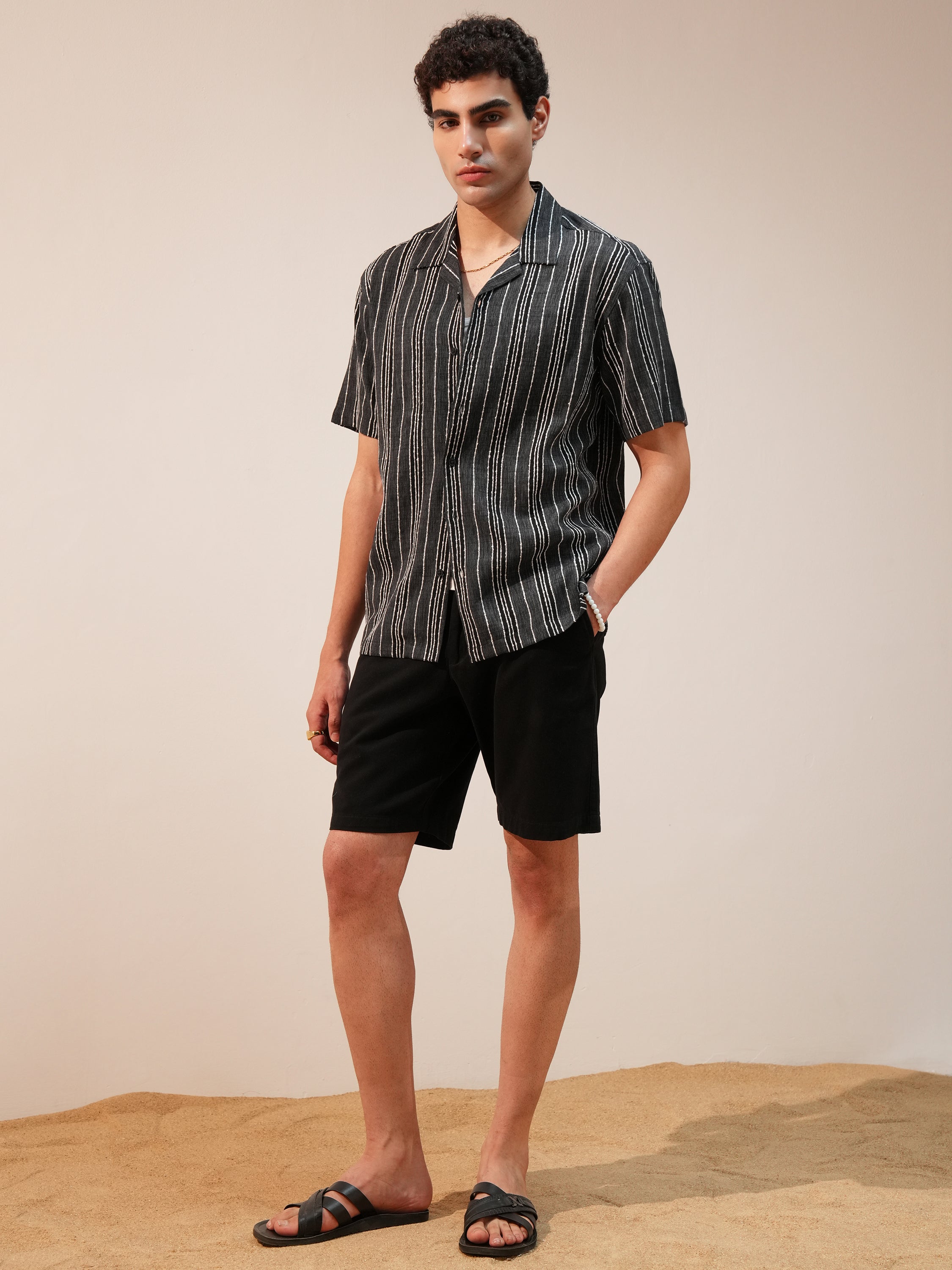Highlander Men Grey Striped Relaxed Fit Casual Shirt - Grey - Image 2