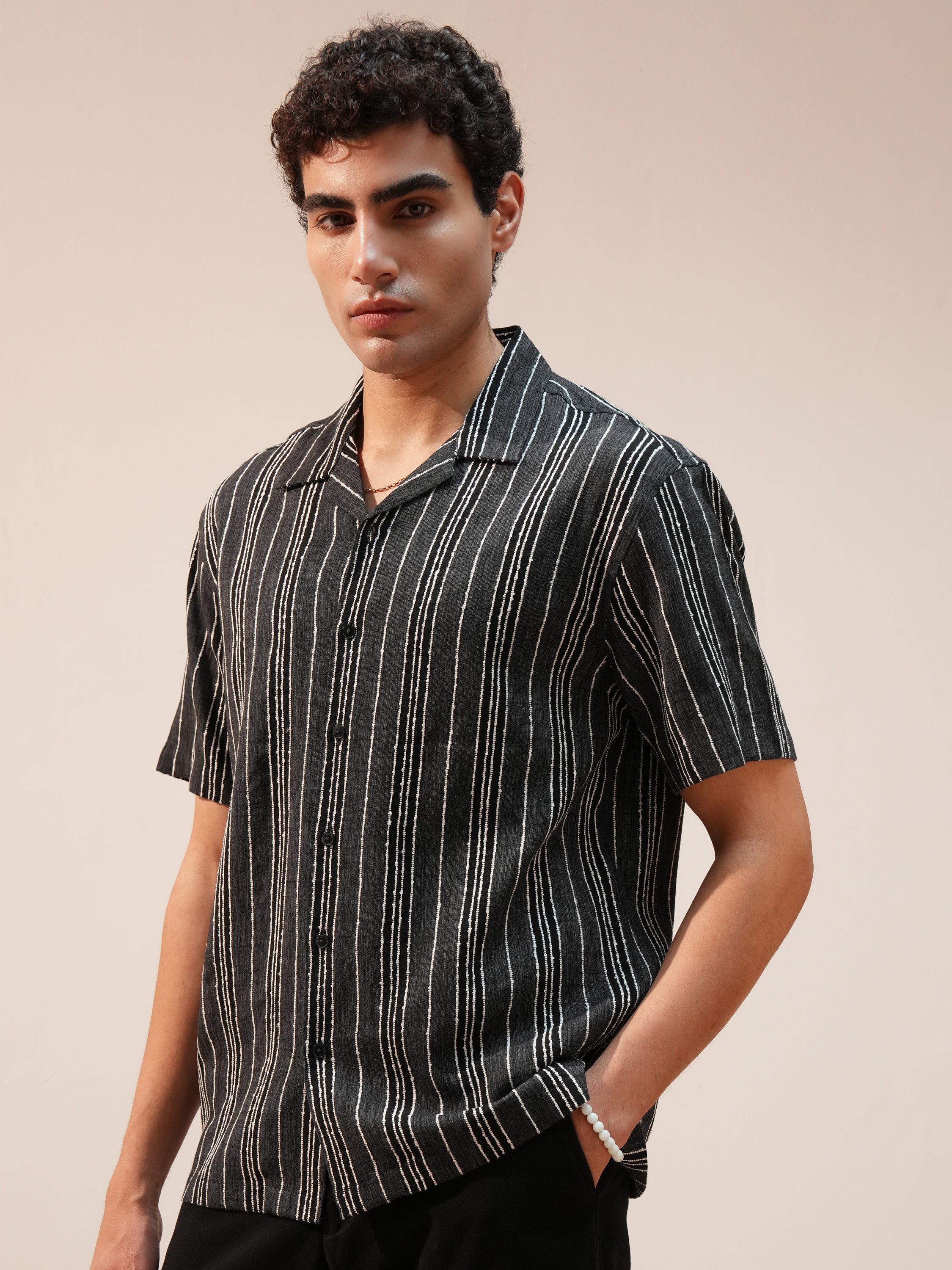 Highlander Men Grey Striped Relaxed Fit Casual Shirt - Grey - Image 4
