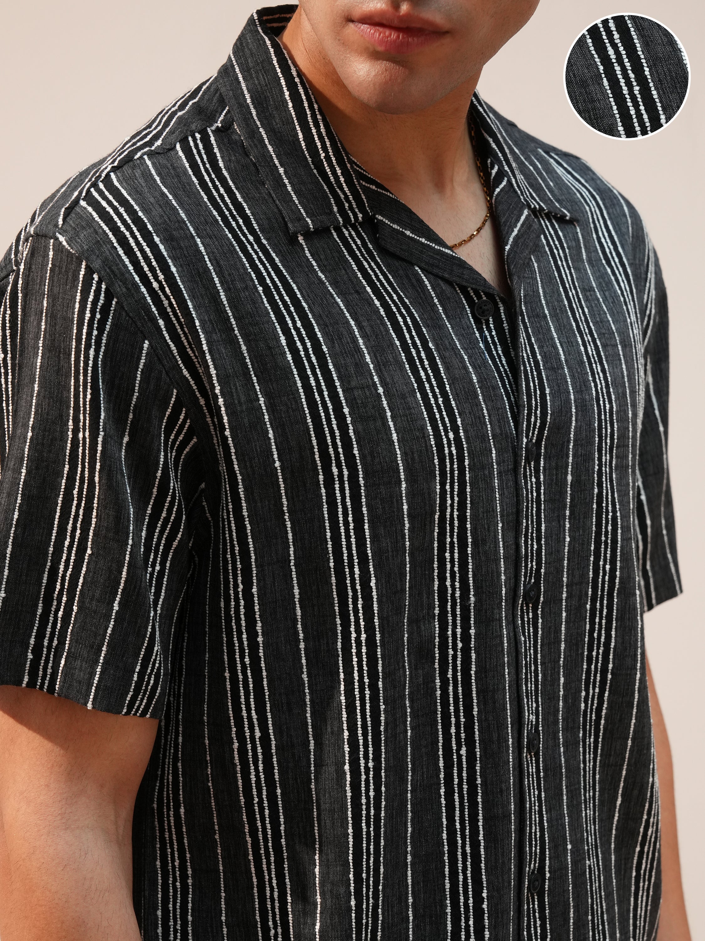 Highlander Men Grey Striped Relaxed Fit Casual Shirt - Grey - Image 5