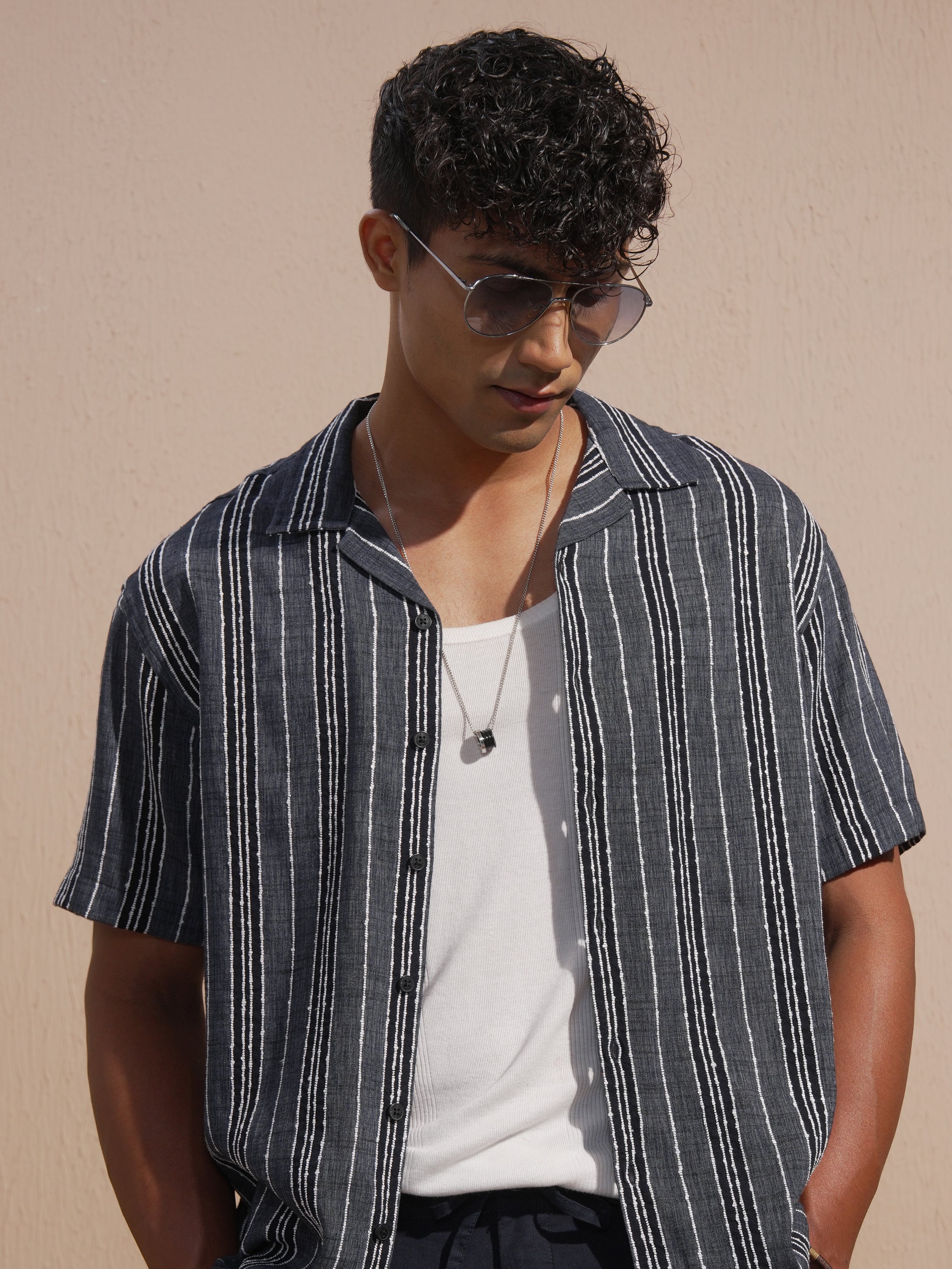Highlander Men Blue Striped Relaxed Fit Casual Shirt - Blue - Image 1
