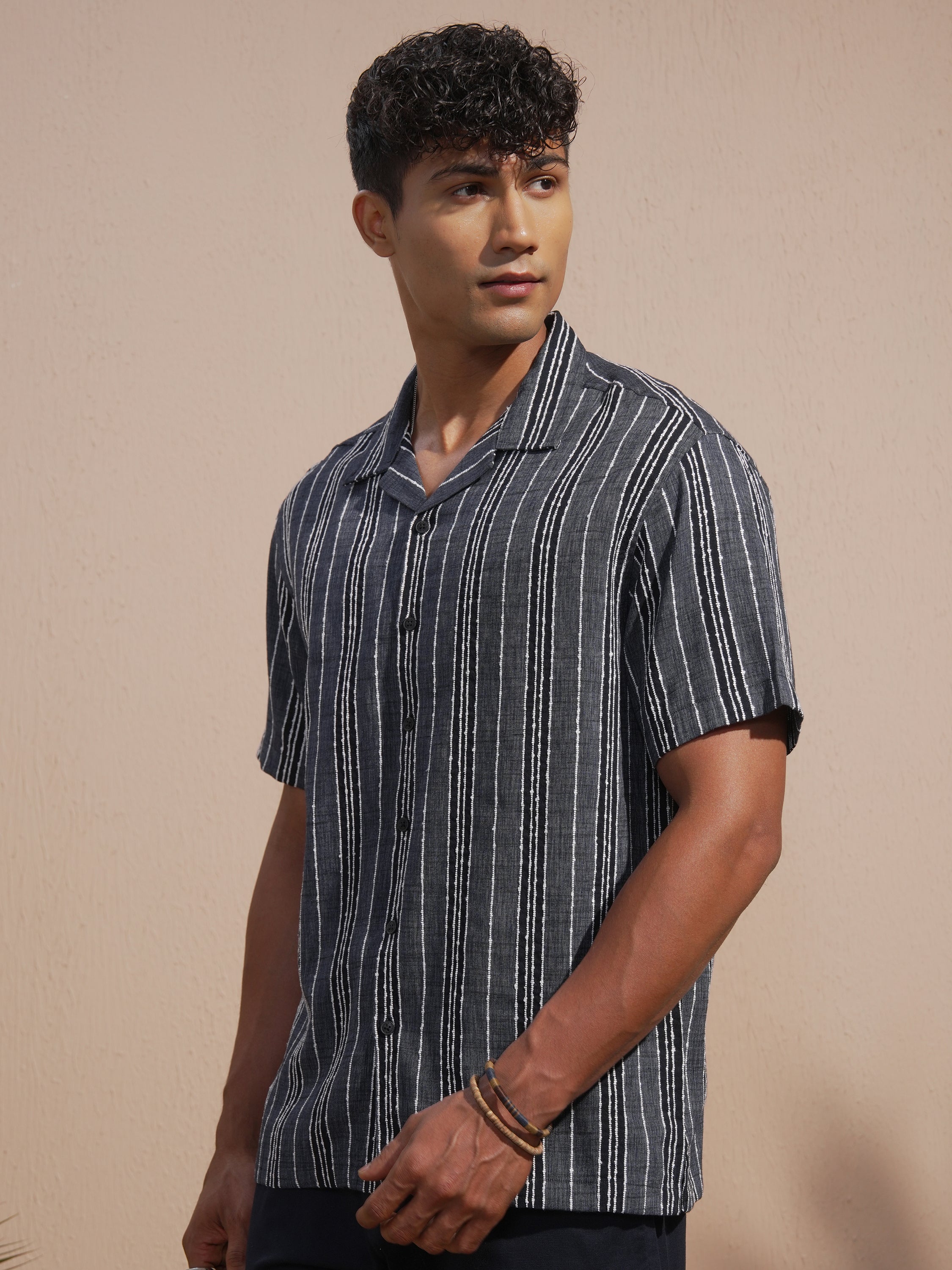 Highlander Men Blue Striped Relaxed Fit Casual Shirt - Blue - Image 4