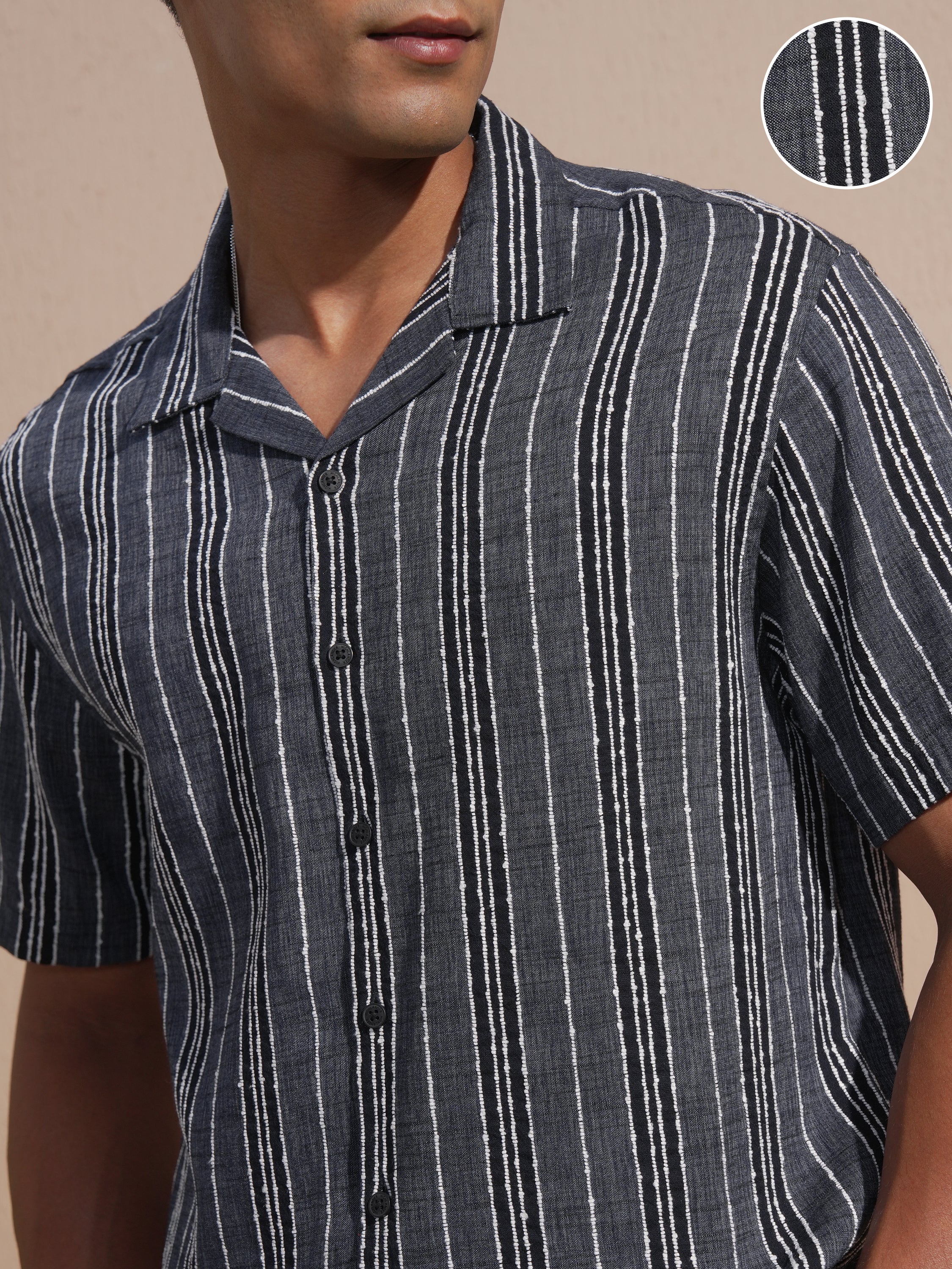 Highlander Men Blue Striped Relaxed Fit Casual Shirt - Blue - Image 5