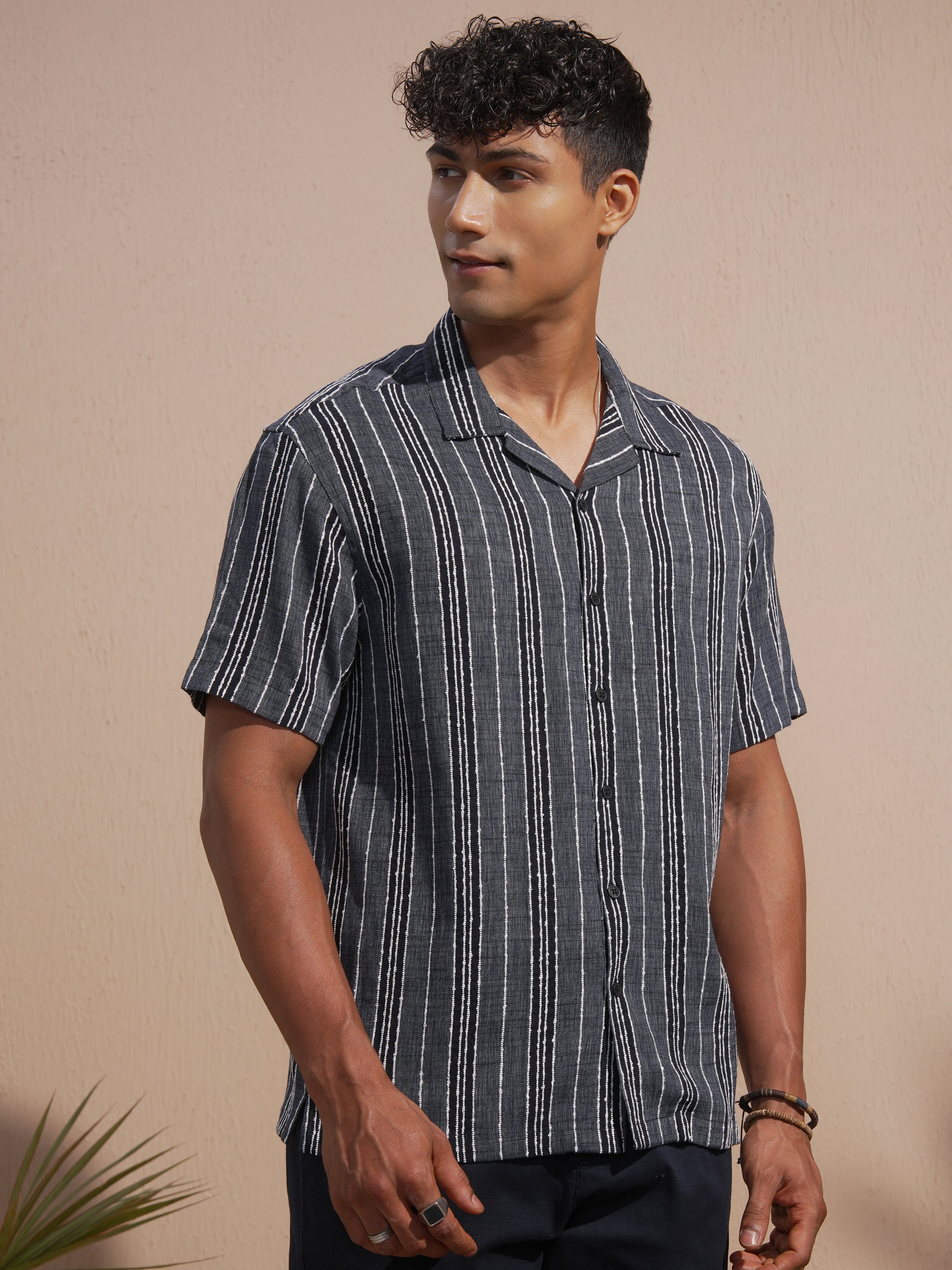Highlander Men Blue Striped Relaxed Fit Casual Shirt - Blue - Image 6