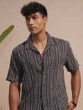 Highlander Men Maroon Striped Relaxed Fit Casual Shirt - Maroon - Image 1