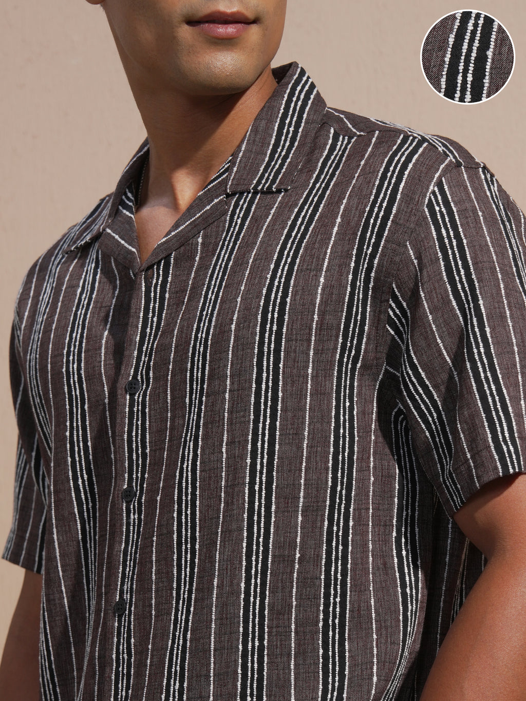Highlander Men Maroon Striped Relaxed Fit Casual Shirt - Maroon - Image 5