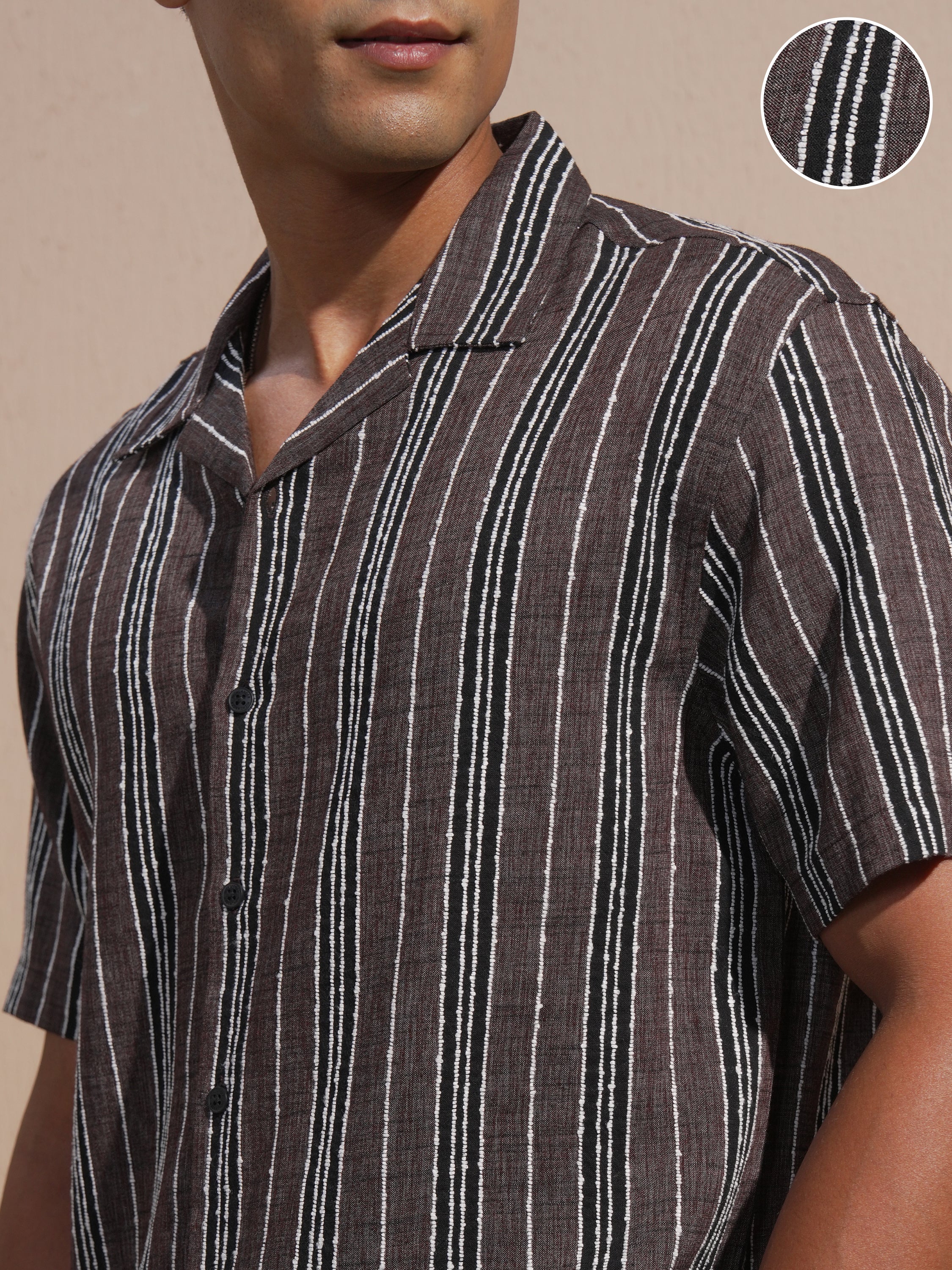 Highlander Men Maroon Striped Relaxed Fit Casual Shirt - Maroon - Image 5