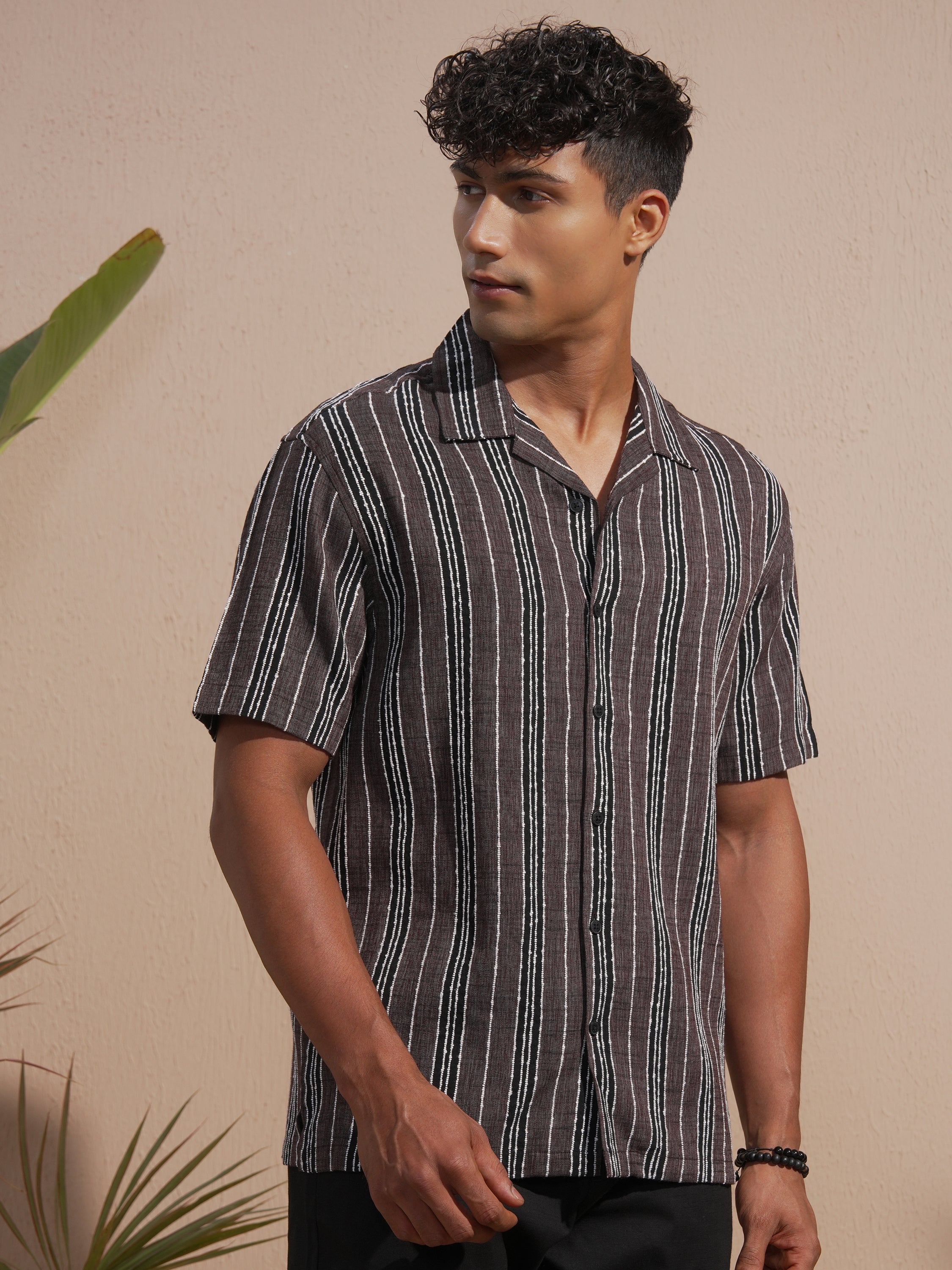 Highlander Men Maroon Striped Relaxed Fit Casual Shirt - Maroon - Image 6
