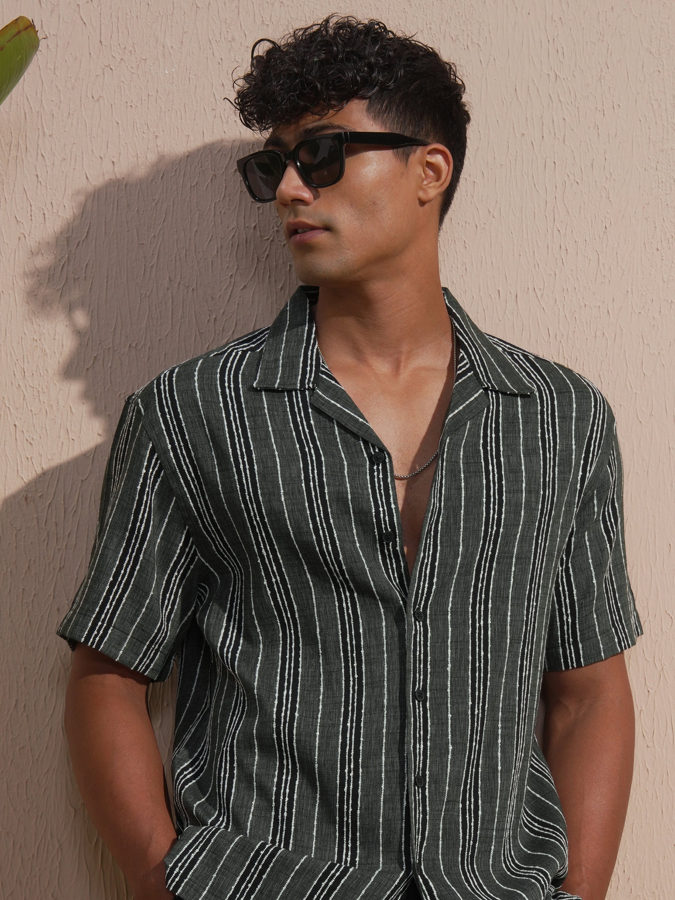 Highlander Men Grey Striped Relaxed Fit Casual Shirt - Grey - Image 1