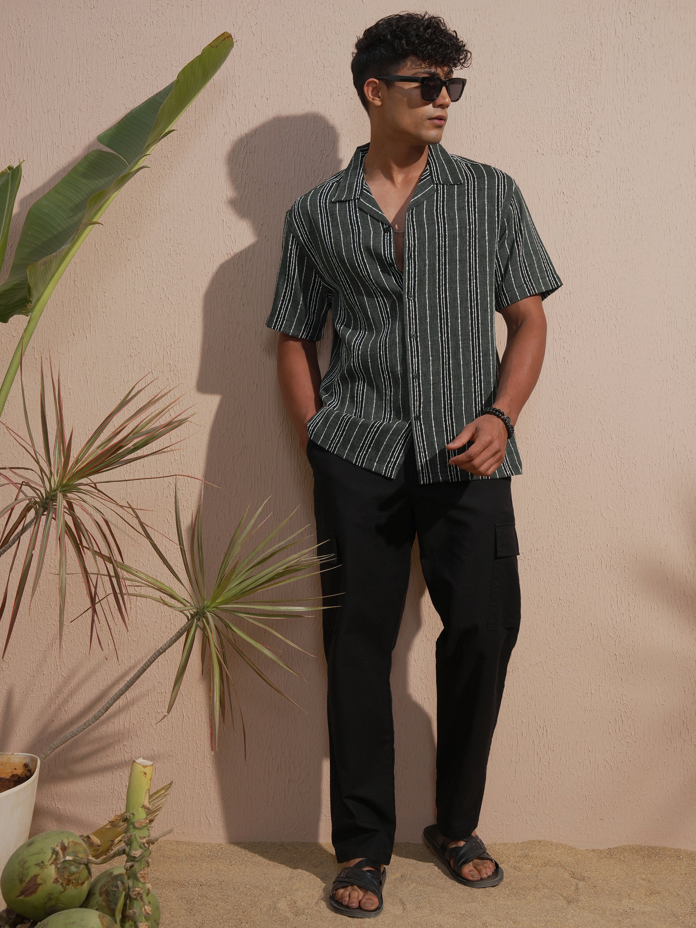Highlander Men Grey Striped Relaxed Fit Casual Shirt - Grey - Image 2