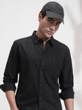 Highlander Men Black Self Design Relaxed Fit Casual Shirt - Black - Image 1