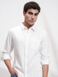 Highlander Men White Self Design Relaxed Fit Casual Shirt - White - Image 1