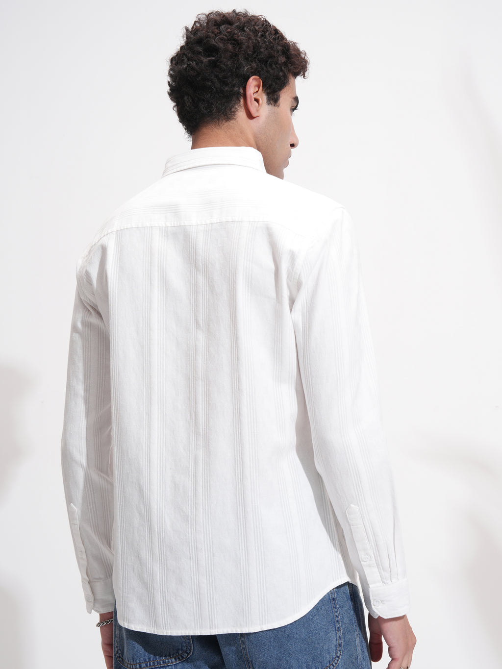 Highlander Men White Self Design Relaxed Fit Casual Shirt - White - Image 3