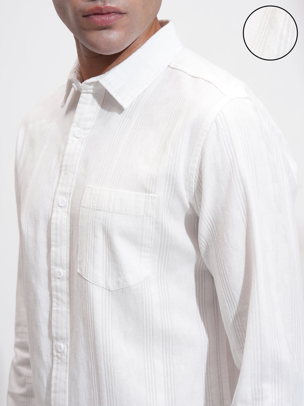 Highlander Men White Self Design Relaxed Fit Casual Shirt - White - Image 5