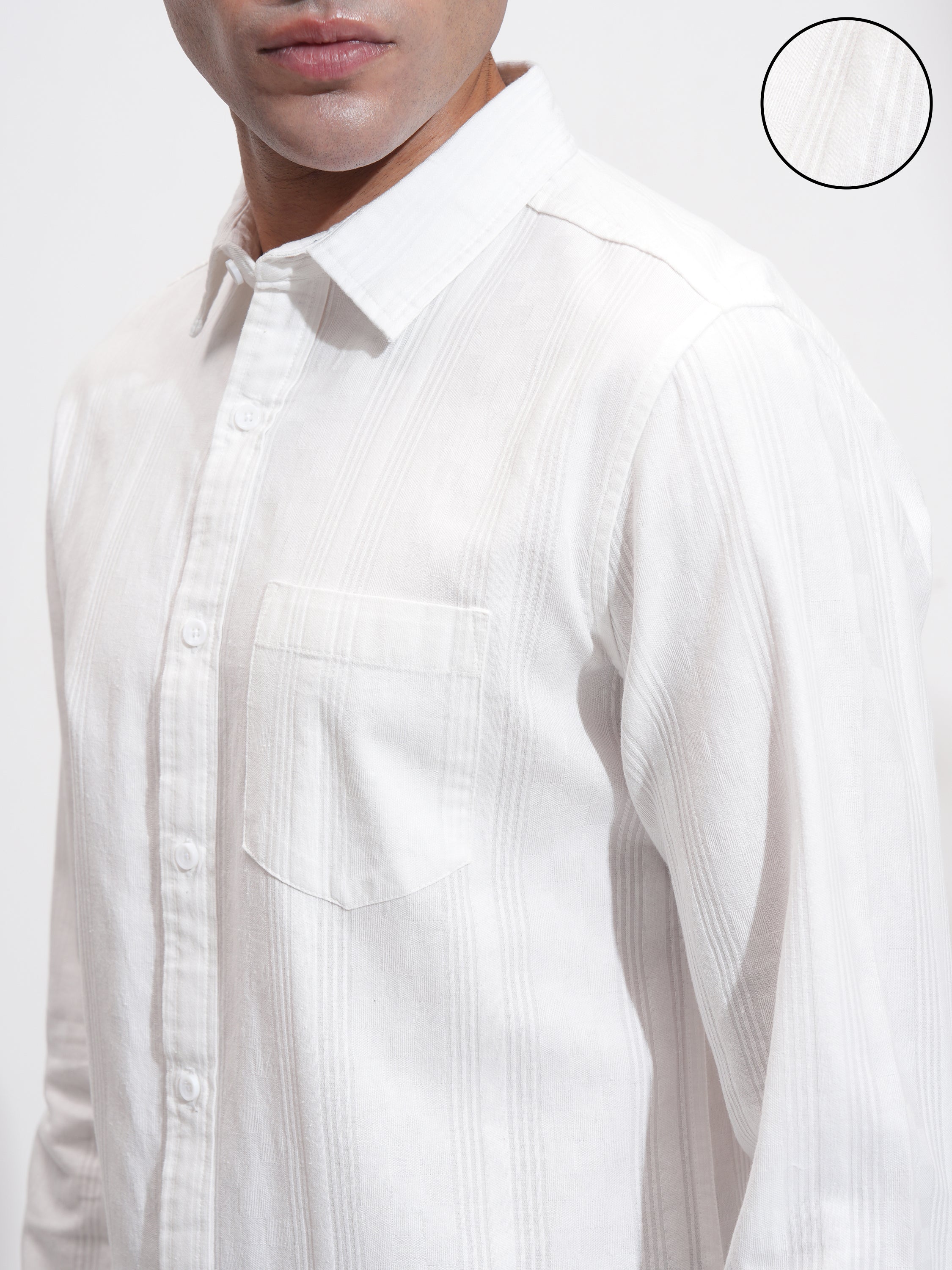 Highlander Men White Self Design Relaxed Fit Casual Shirt - White - Image 5