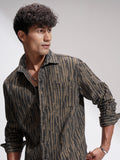 Highlander Men Black Self Design Relaxed Fit Casual Shirt - Black - Image 1