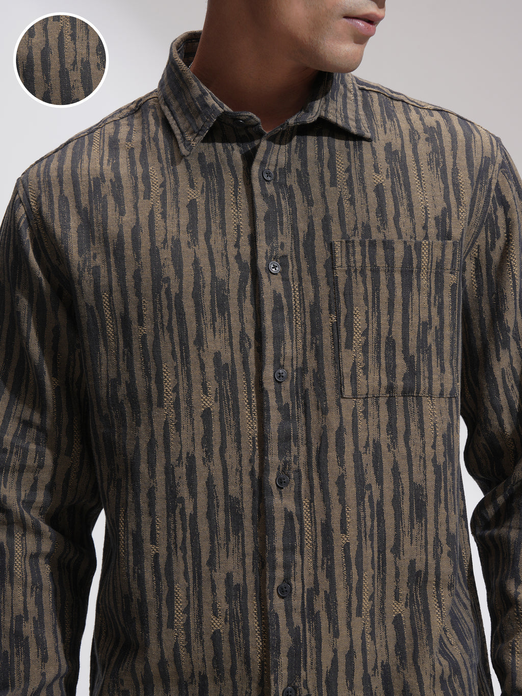 Highlander Men Black Self Design Relaxed Fit Casual Shirt - Black - Image 5