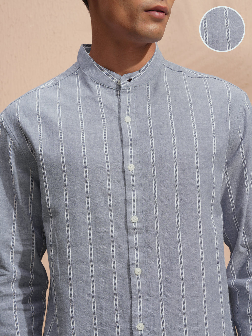 Highlander Men Grey Striped Relaxed Fit Casual Shirt - Grey - Image 5