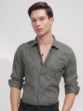 Highlander Men Green Self Design Slim Fit Casual Shirt - Green - Image 1