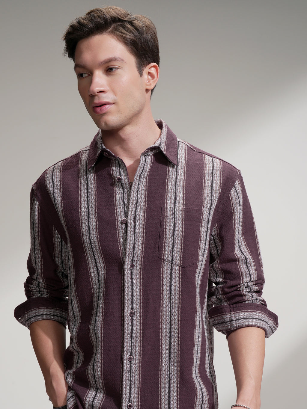 Highlander Men Burgundy Checked Relaxed Fit Casual Shirt - Burgundy - Image 1