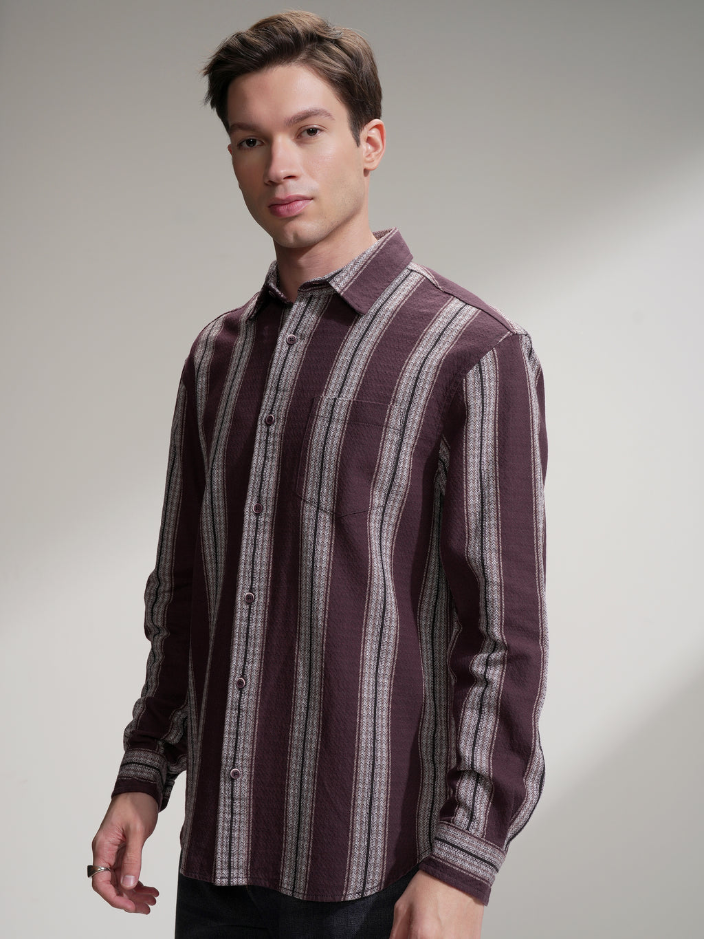 Highlander Men Burgundy Checked Relaxed Fit Casual Shirt - Burgundy - Image 4