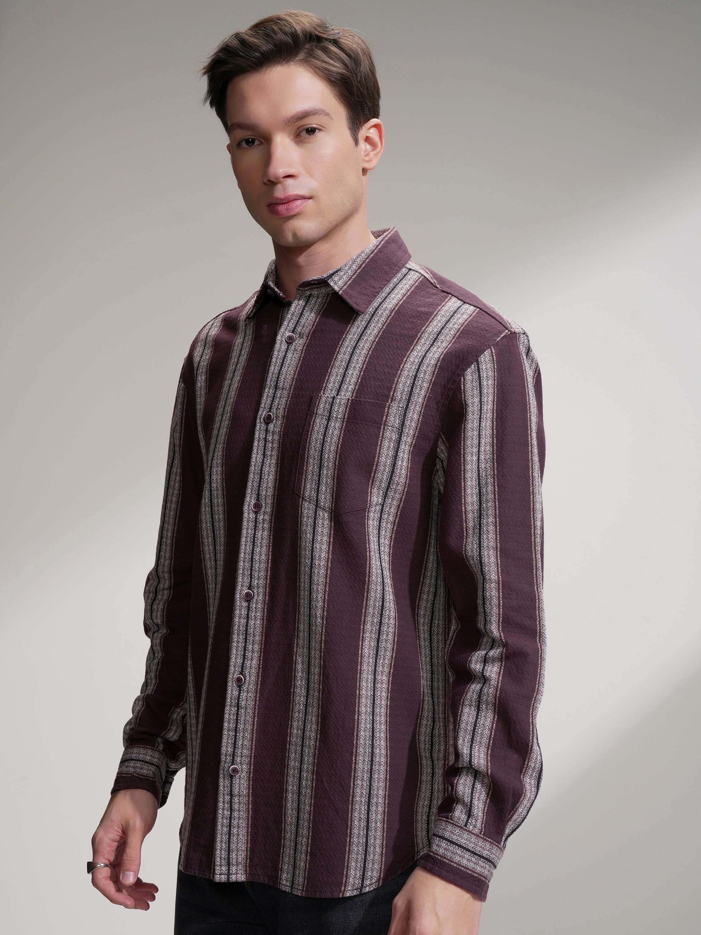 Highlander Men Burgundy Checked Relaxed Fit Casual Shirt - Burgundy - Image 4