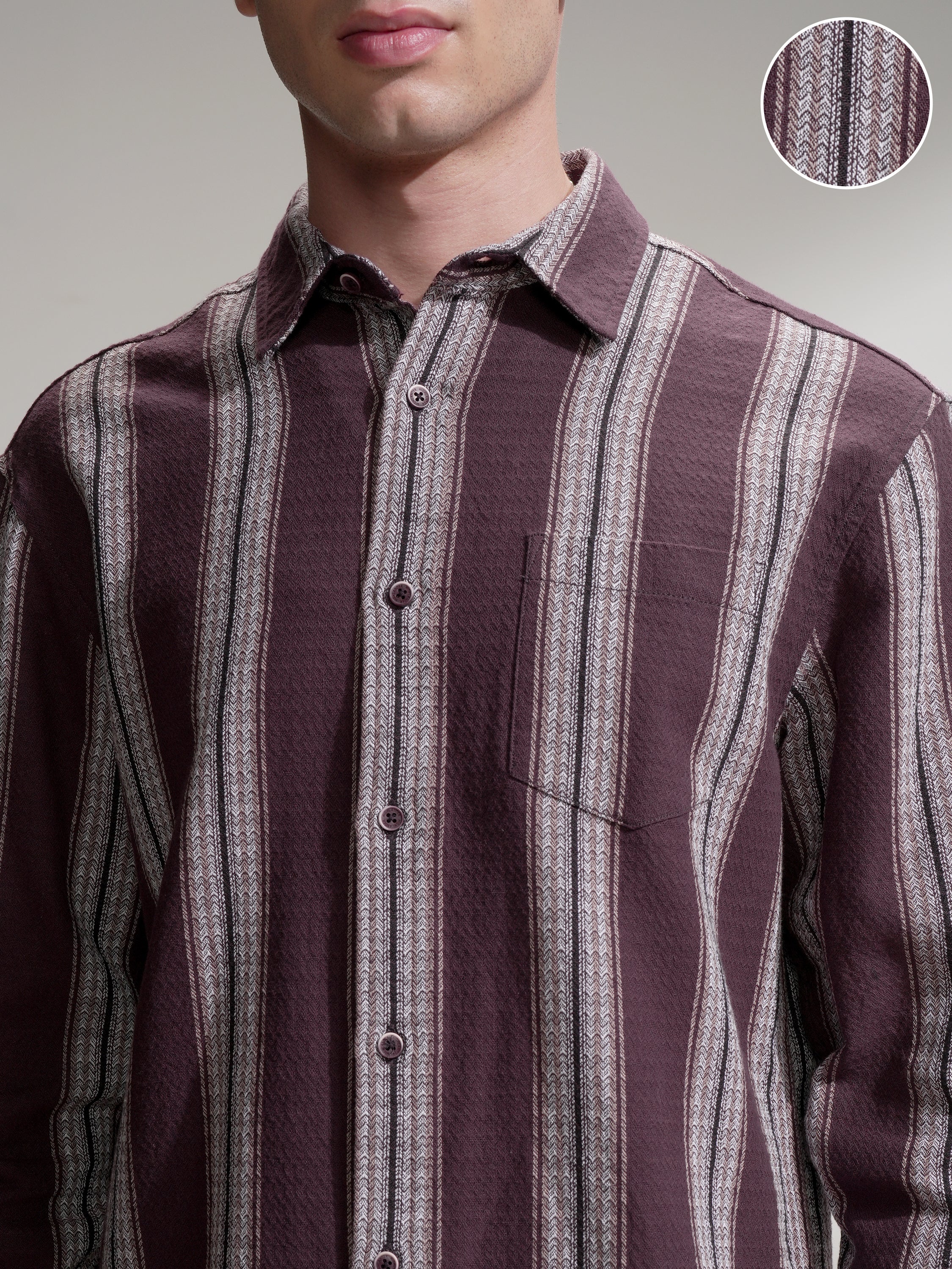 Highlander Men Burgundy Checked Relaxed Fit Casual Shirt - Burgundy - Image 5