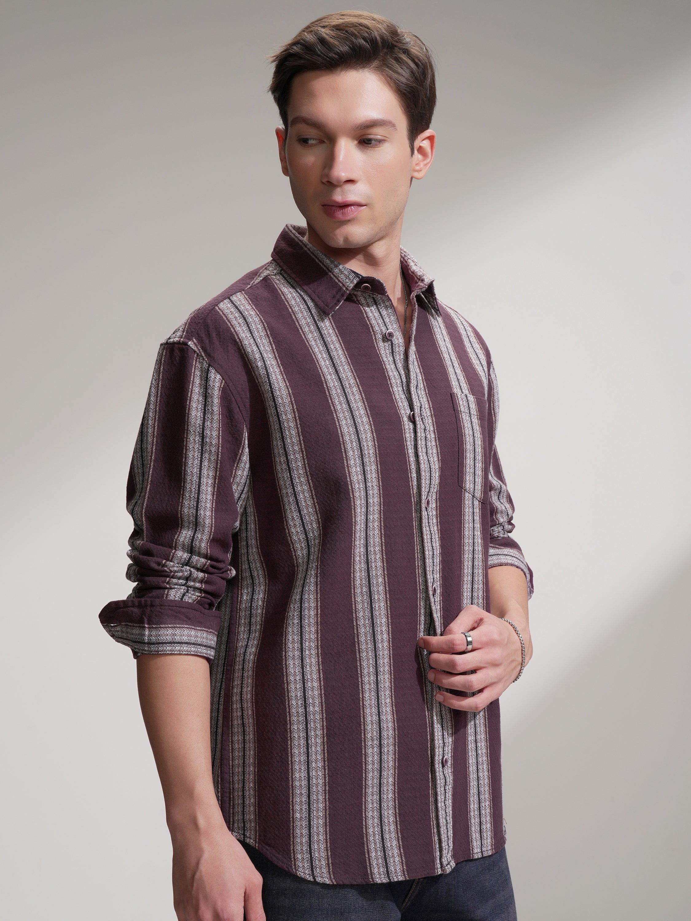 Highlander Men Burgundy Checked Relaxed Fit Casual Shirt - Burgundy - Image 6