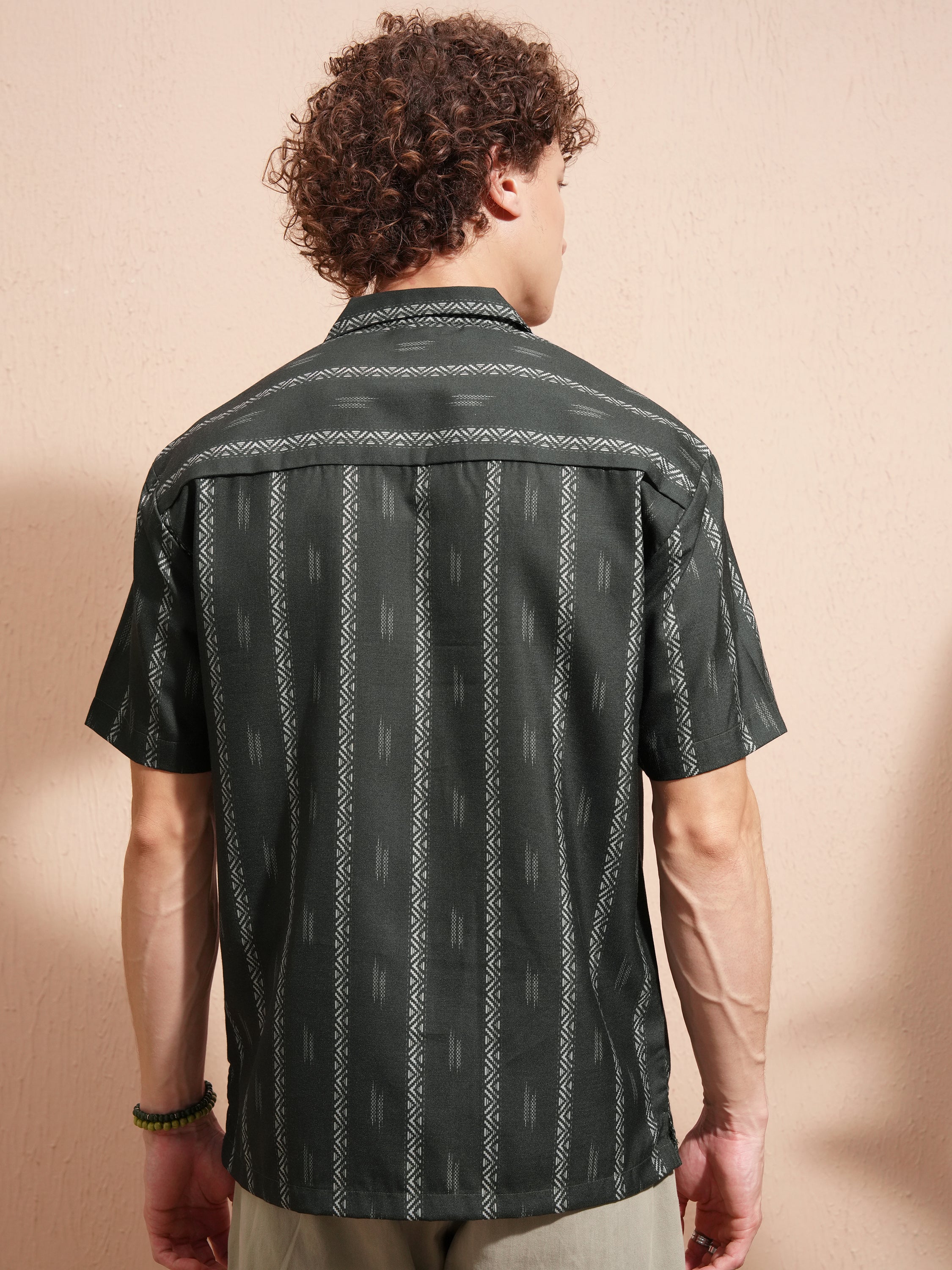 Highlander Men Green Printed Relaxed Fit Casual Shirt - Green - Image 3