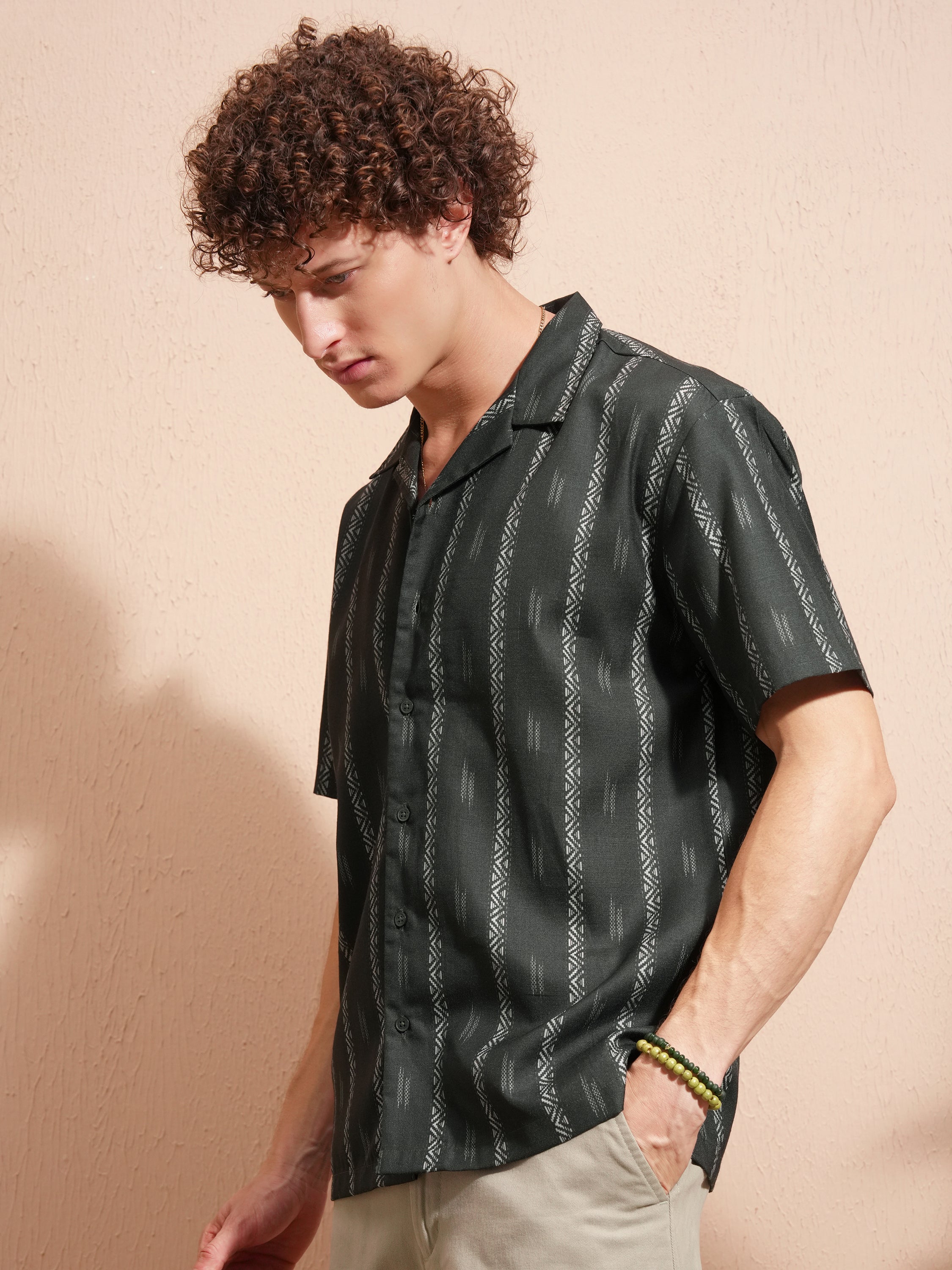 Highlander Men Green Printed Relaxed Fit Casual Shirt - Green - Image 4