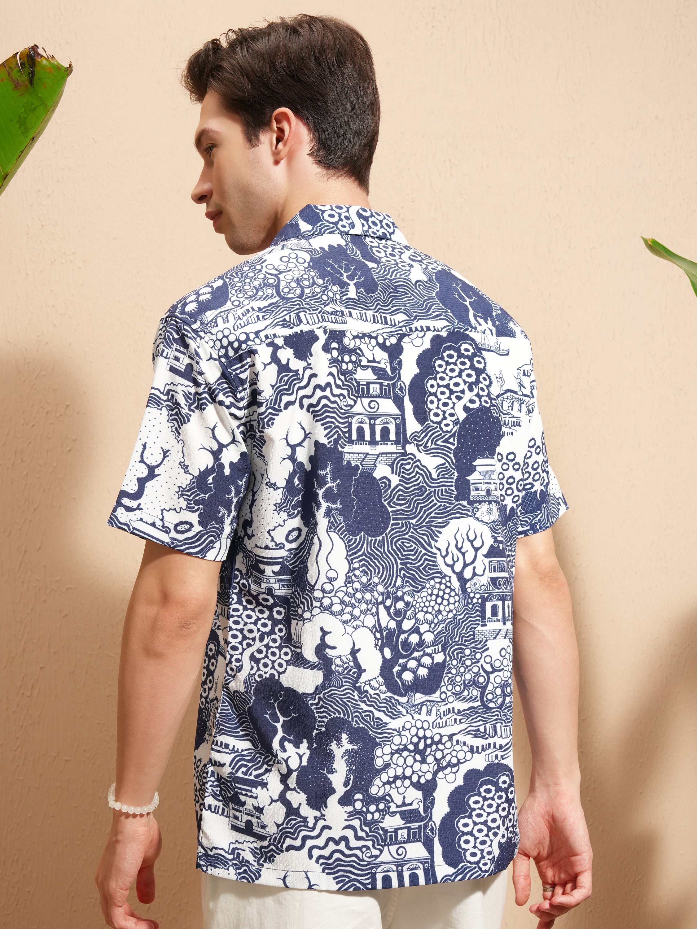 Highlander Men Blue Printed Relaxed Fit Casual Shirt - Blue - Image 3