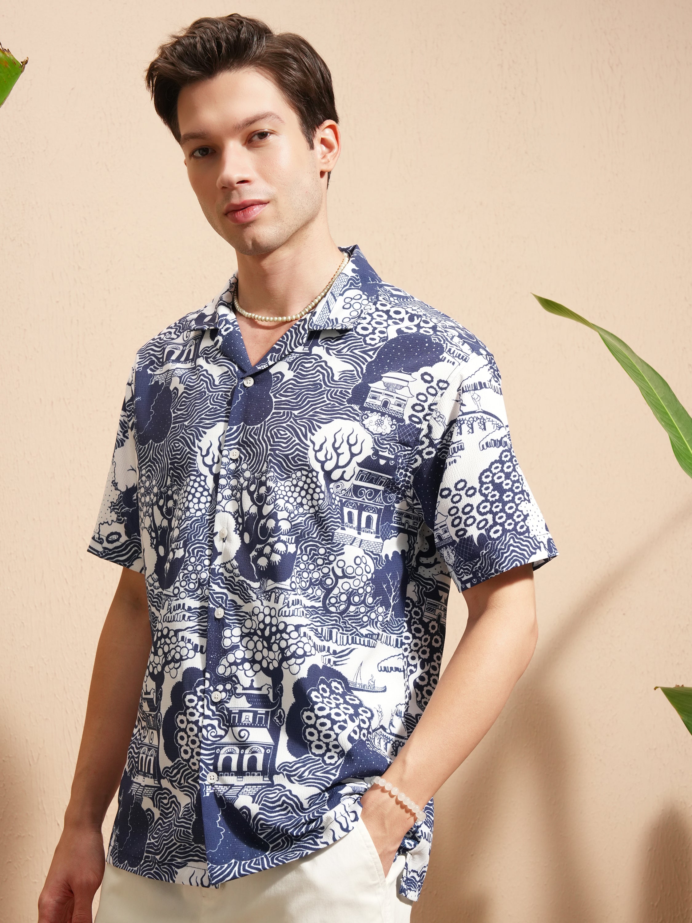 Highlander Men Blue Printed Relaxed Fit Casual Shirt - Blue - Image 4