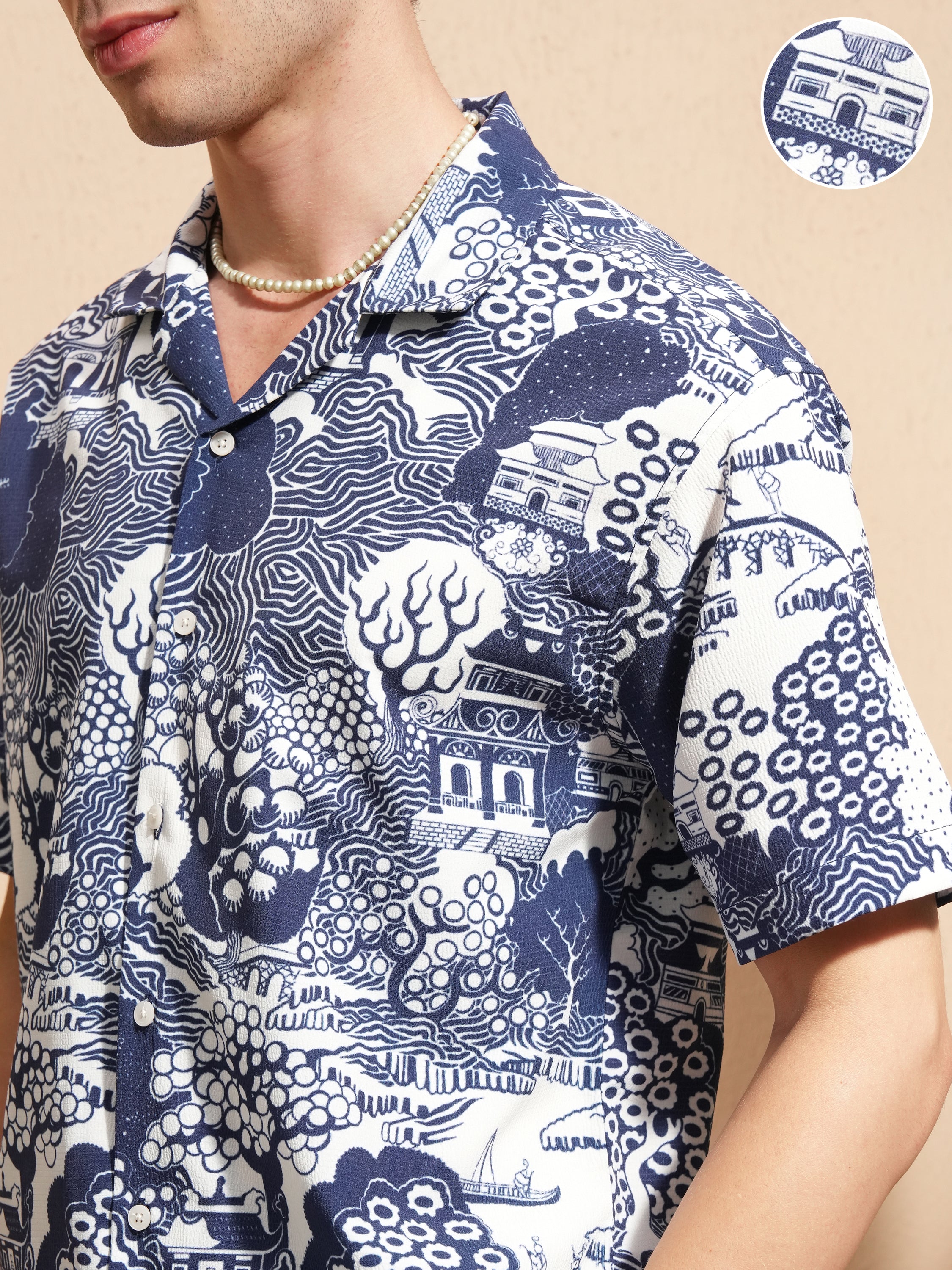 Highlander Men Blue Printed Relaxed Fit Casual Shirt - Blue - Image 5