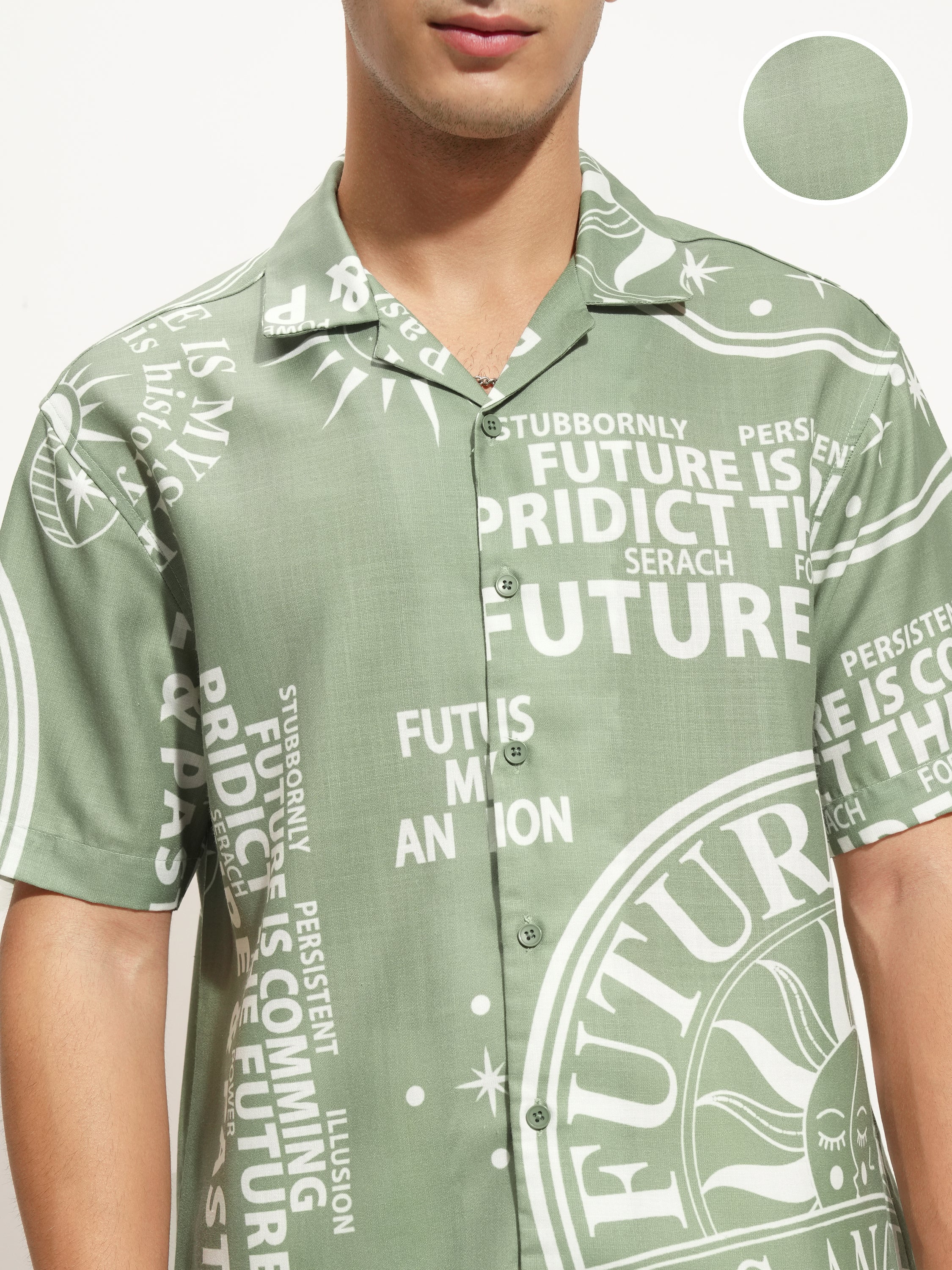 Highlander Men Green Printed Relaxed Fit Casual Shirt - Green - Image 5